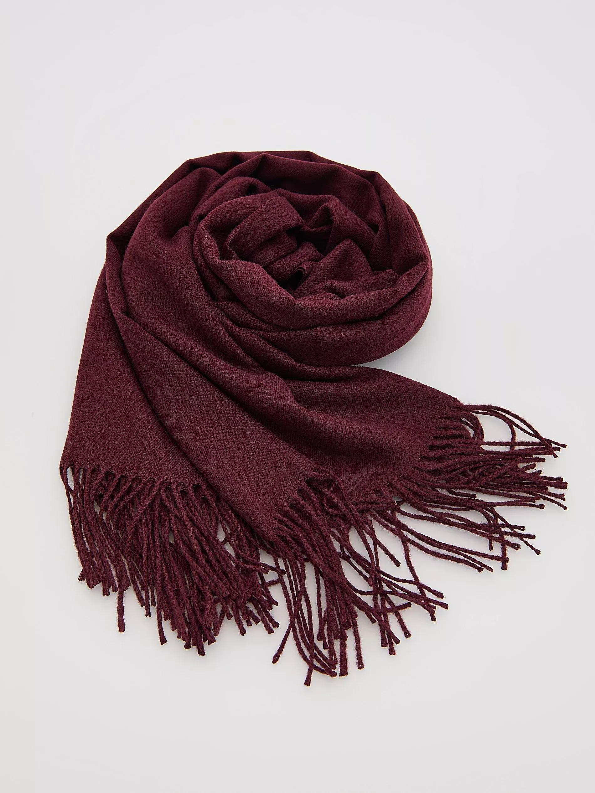 Burgundy Viscose Blend Scarf, Purple, large image number 1