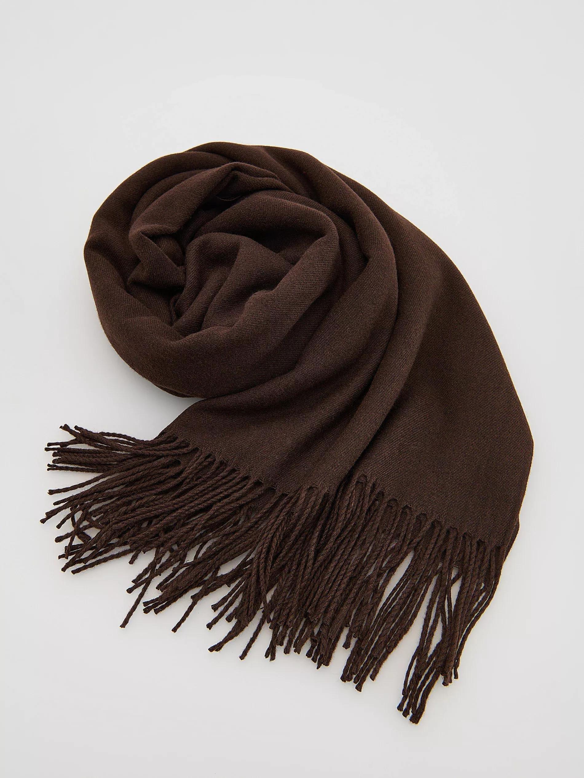 Brown Viscose Blend Scarf, Brown, large image number 1