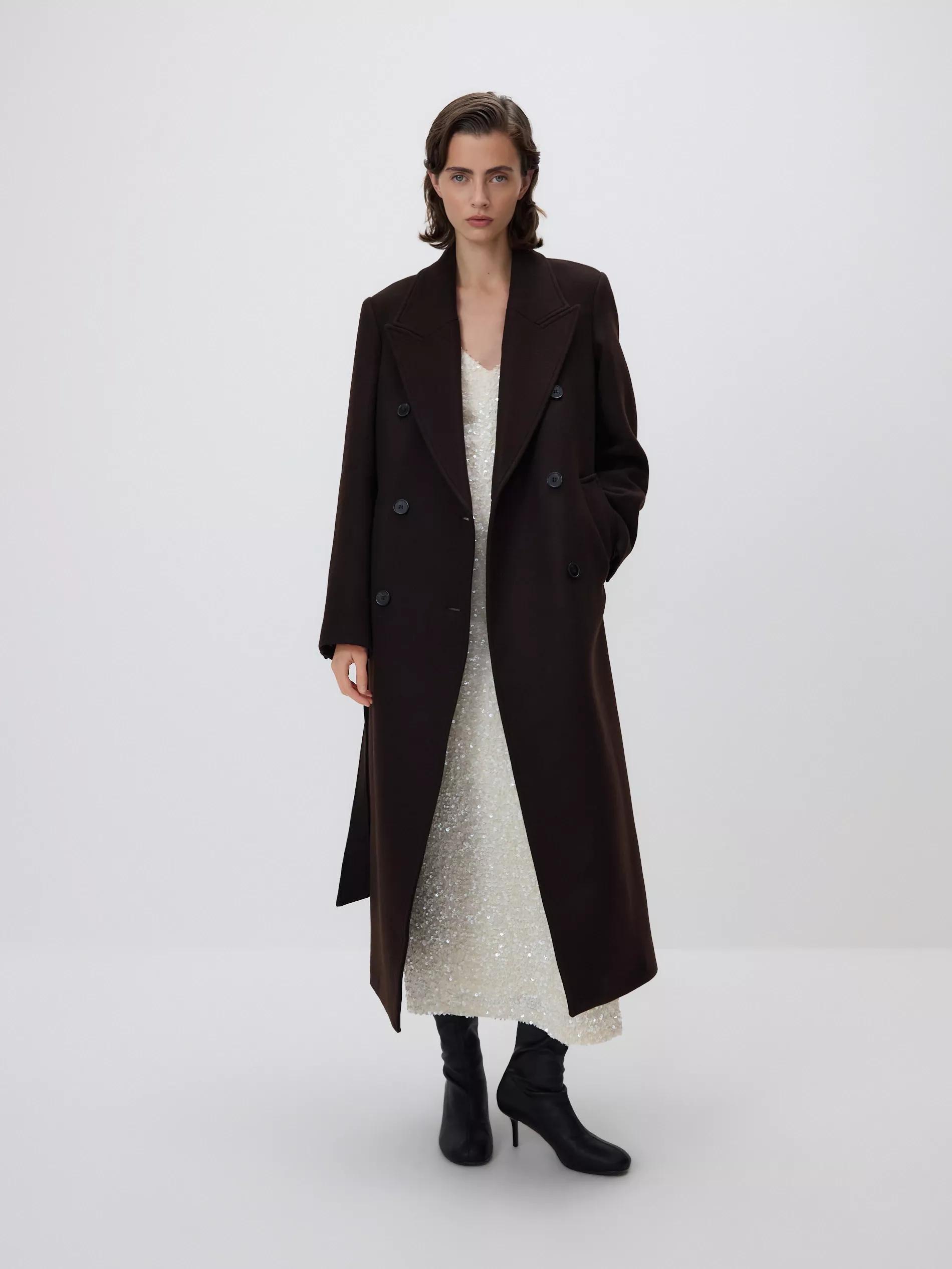 Brown Wool Rich Coat, Brown, large image number 0