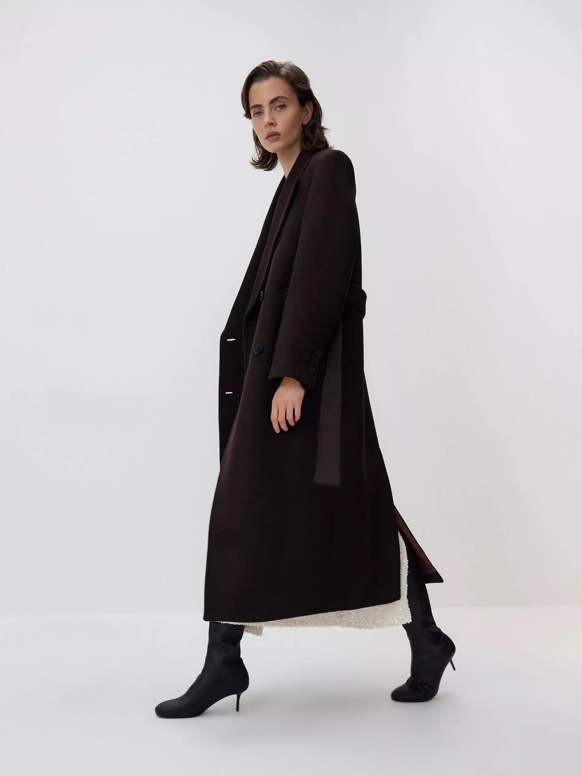 Brown Wool Rich Coat, Brown, large image number 1