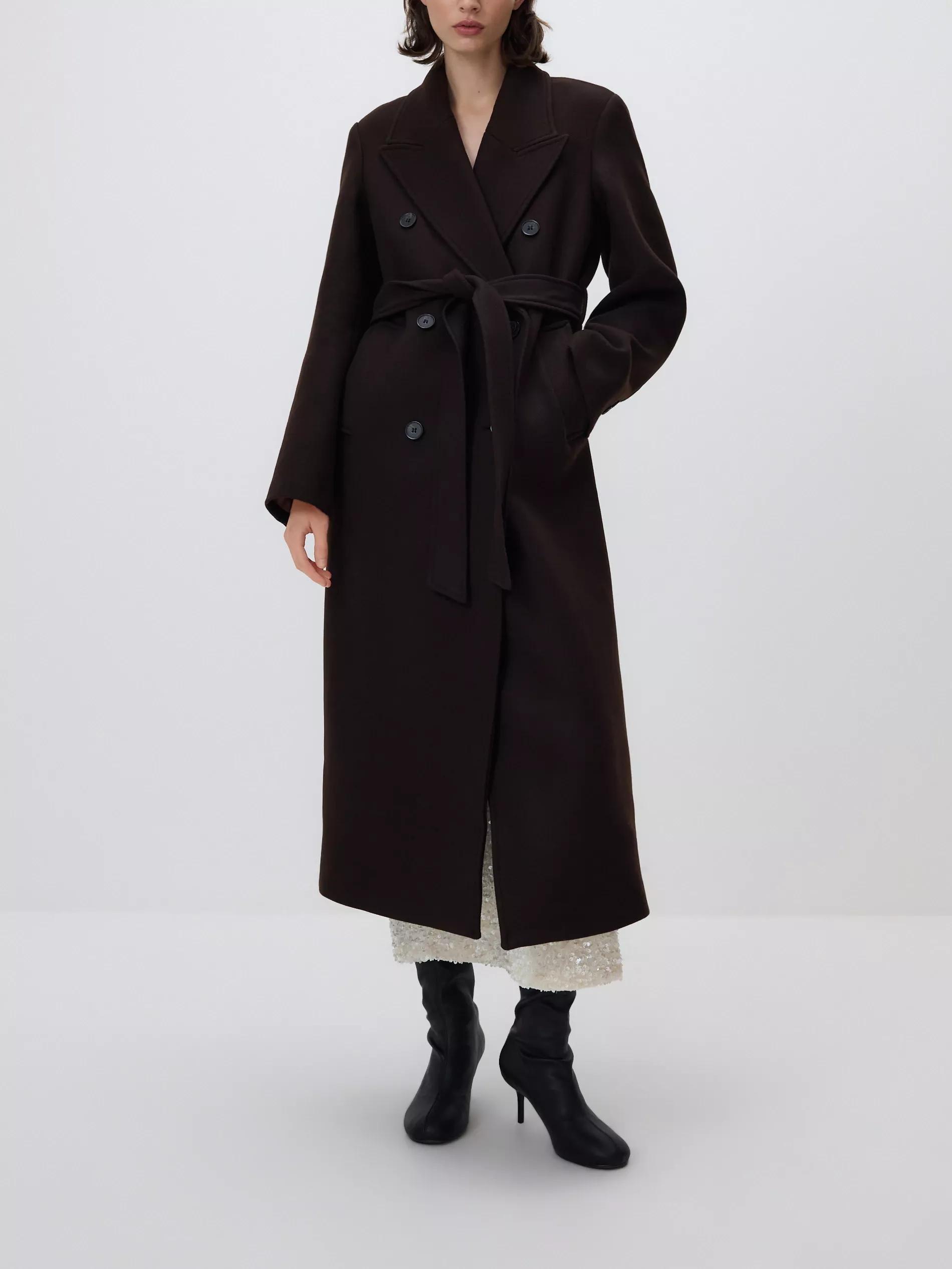 Brown Wool Rich Coat, Brown, large image number 2