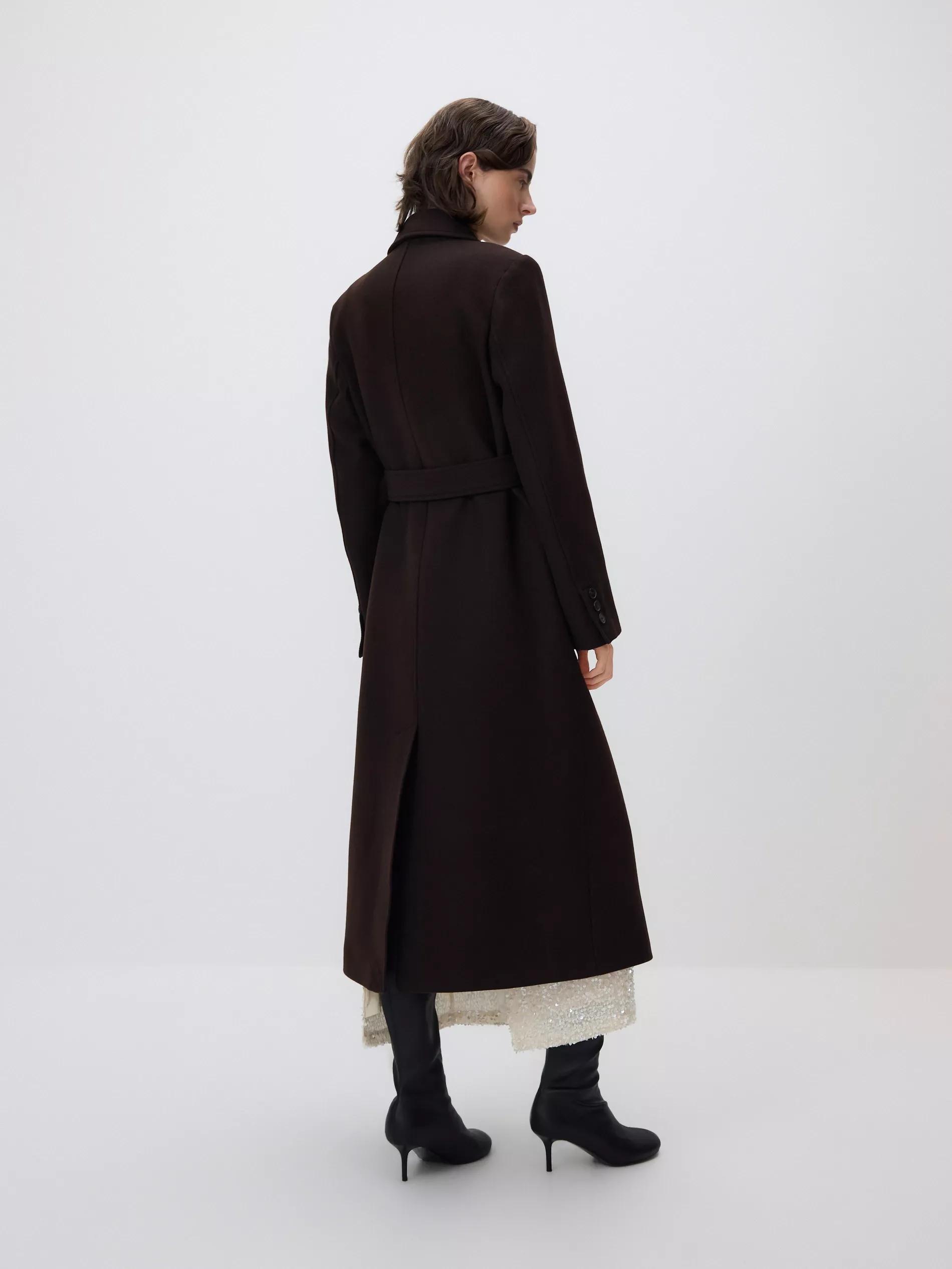 Brown Wool Rich Coat, Brown, large image number 4