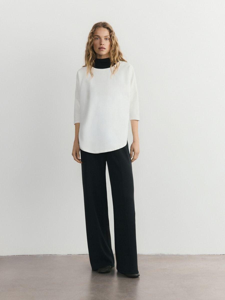 Cream Modal Blend T-Shirt, Ivory, large image number 0