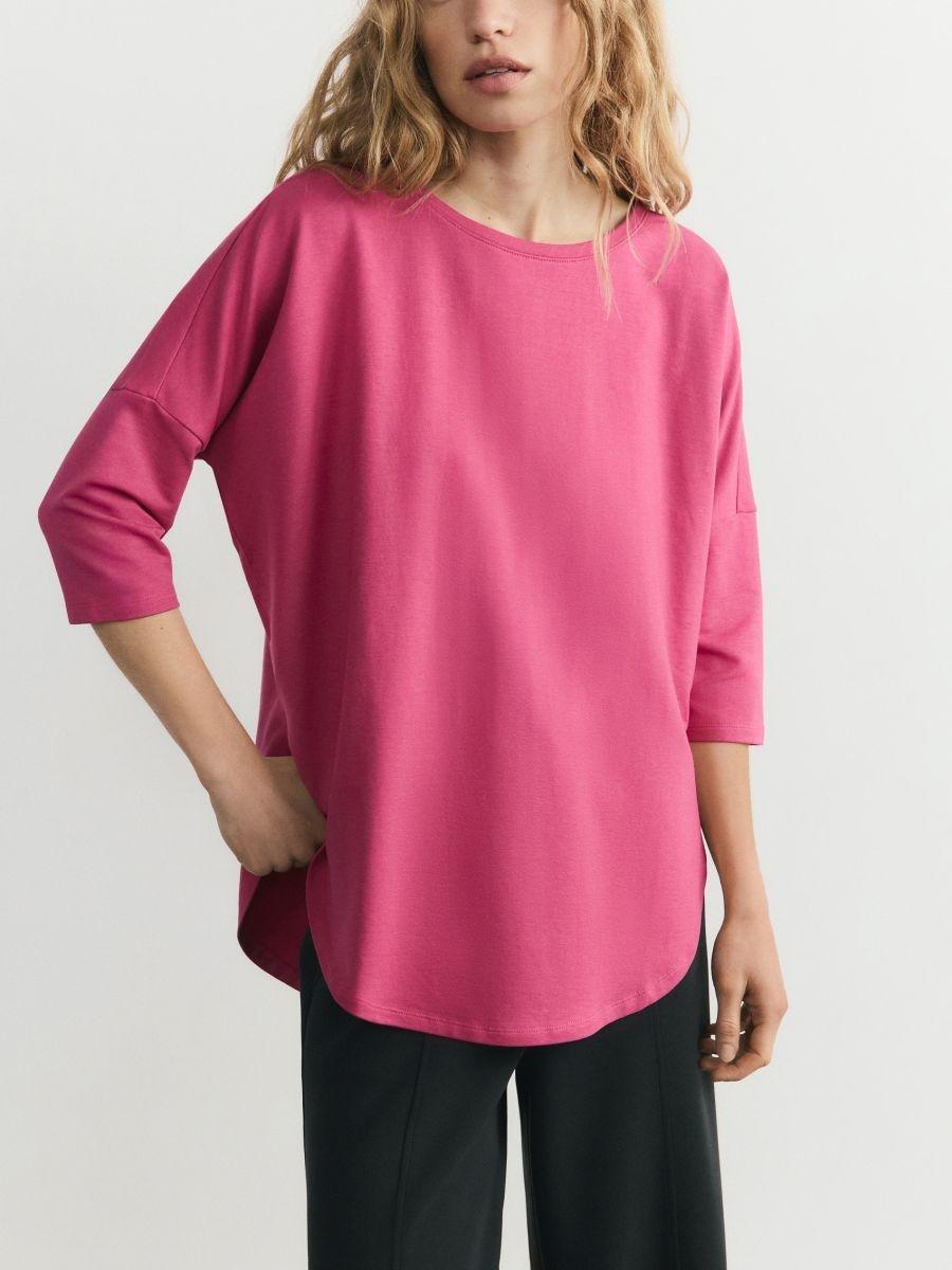 Fuchsia Modal Blend T-Shirt, Pink, medium