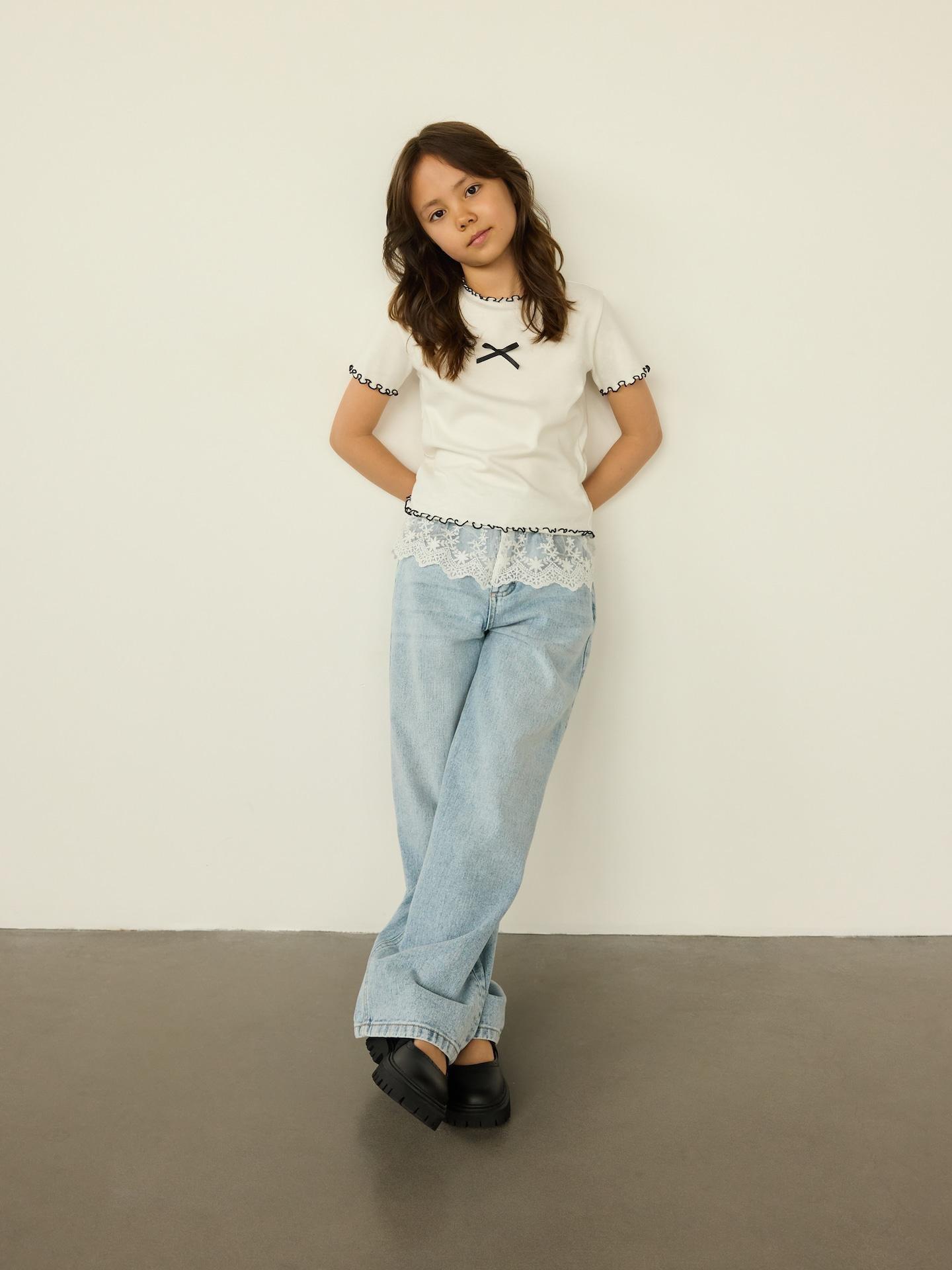 GIRLS` T-SHIR T CREAM, Ivory, medium
