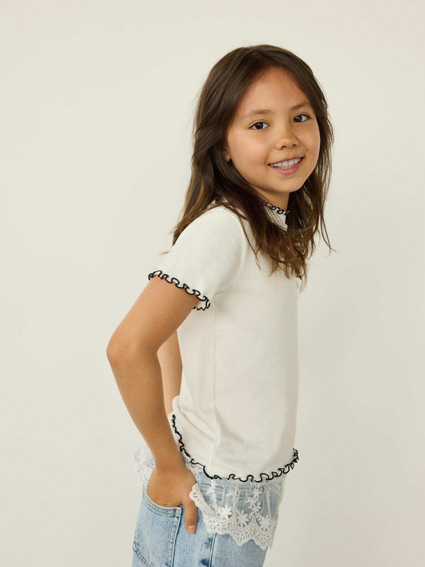 GIRLS` T-SHIR T CREAM, Ivory, large image number 4