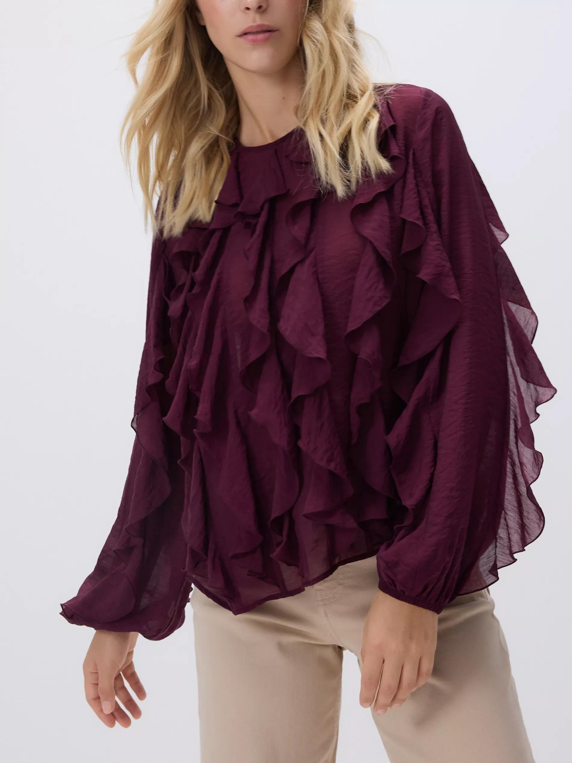 DARK VIOLET Ruffle blouse, Purple, medium