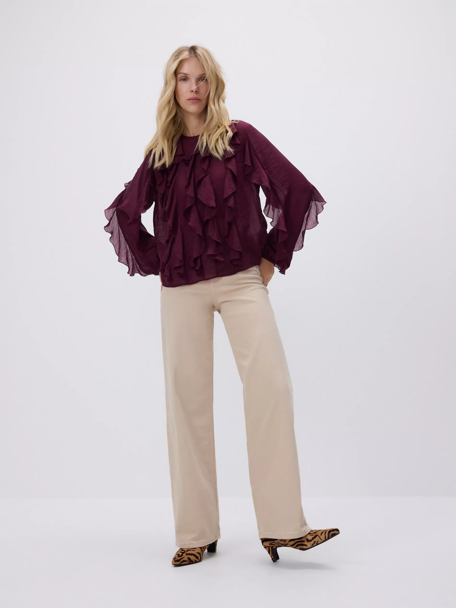 DARK VIOLET Ruffle blouse, Purple, large image number 4