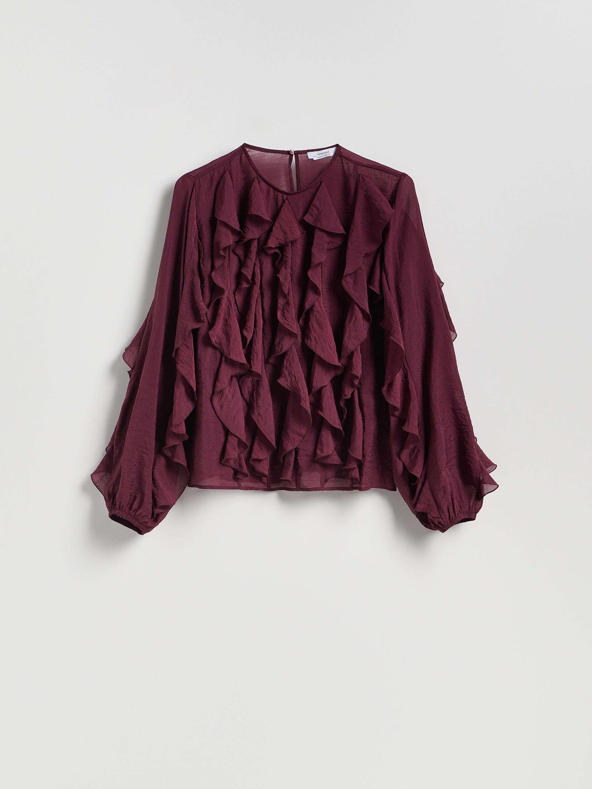 DARK VIOLET Ruffle blouse, Purple, medium