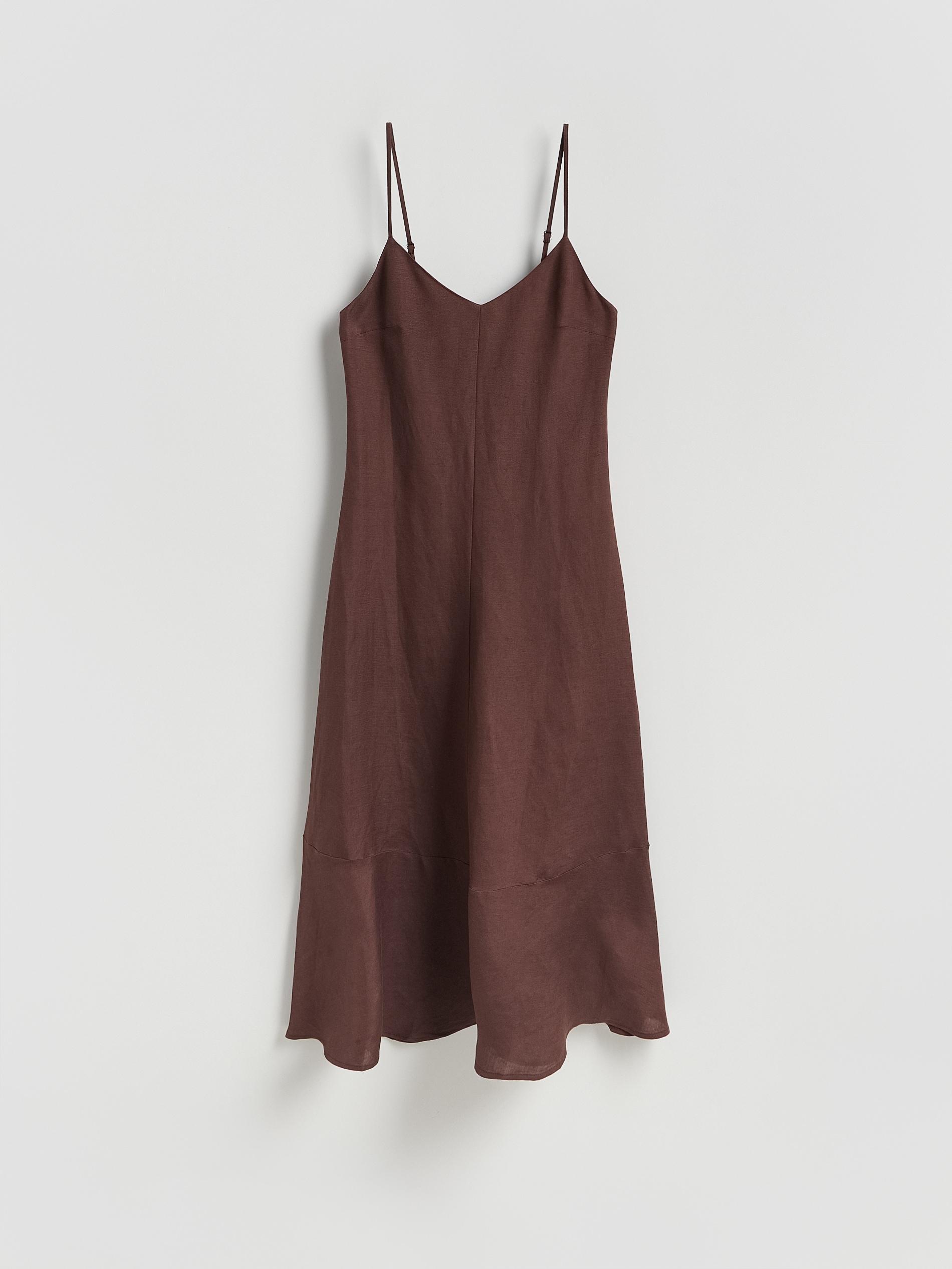 Brown Linen Rich Dress, Brown, large image number 4