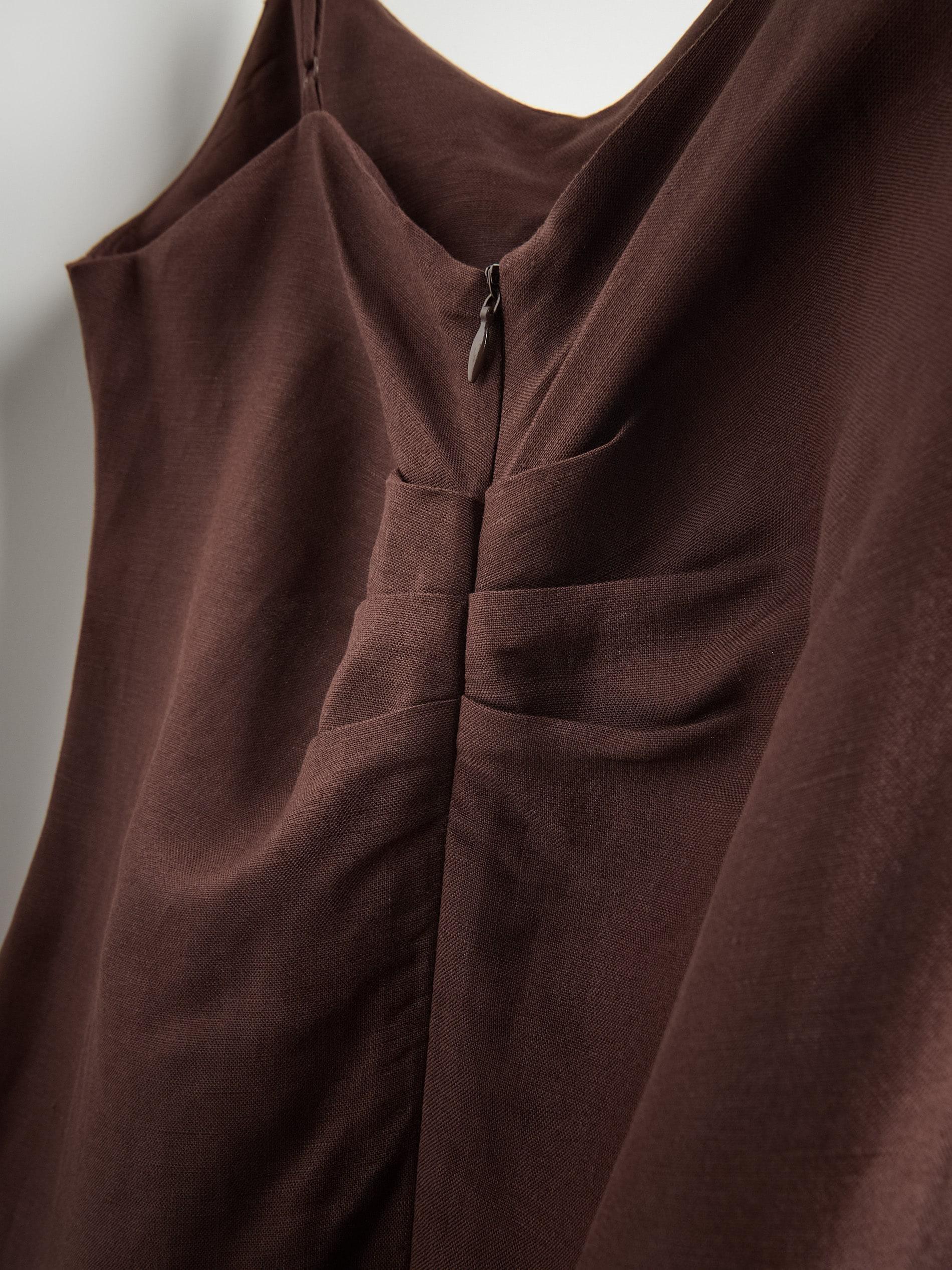 Brown Linen Rich Dress, Brown, large image number 5