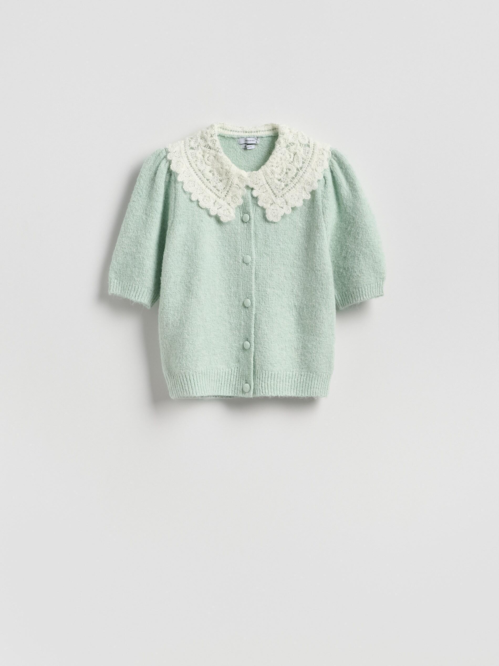 Green Cardigan With Decorative Collar, Green, large image number 4