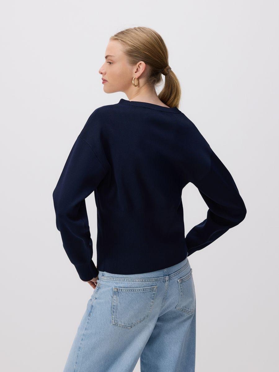 Navy Cardigan With Decorative Fastening, Navy, large image number 1