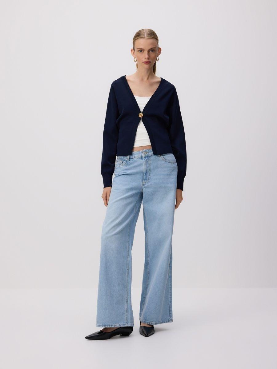 Navy Cardigan With Decorative Fastening, Navy, large image number 2