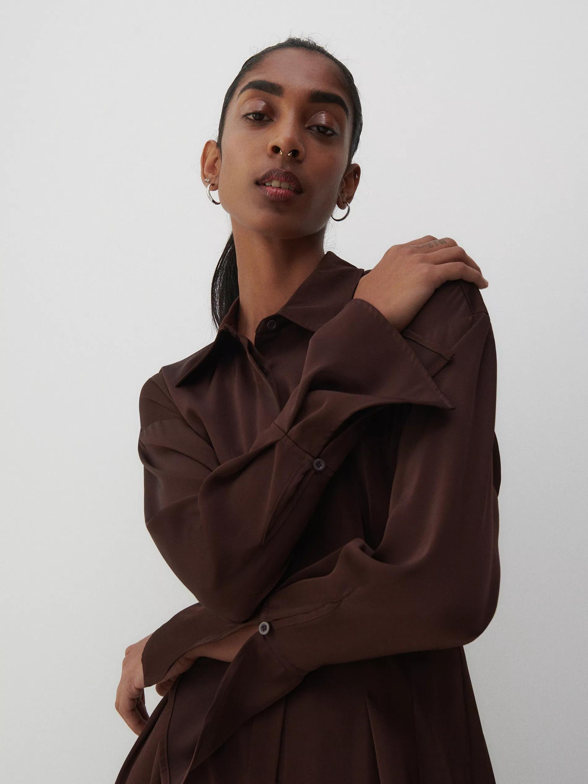 Brown Shirt Dress, Women, , large image number 1