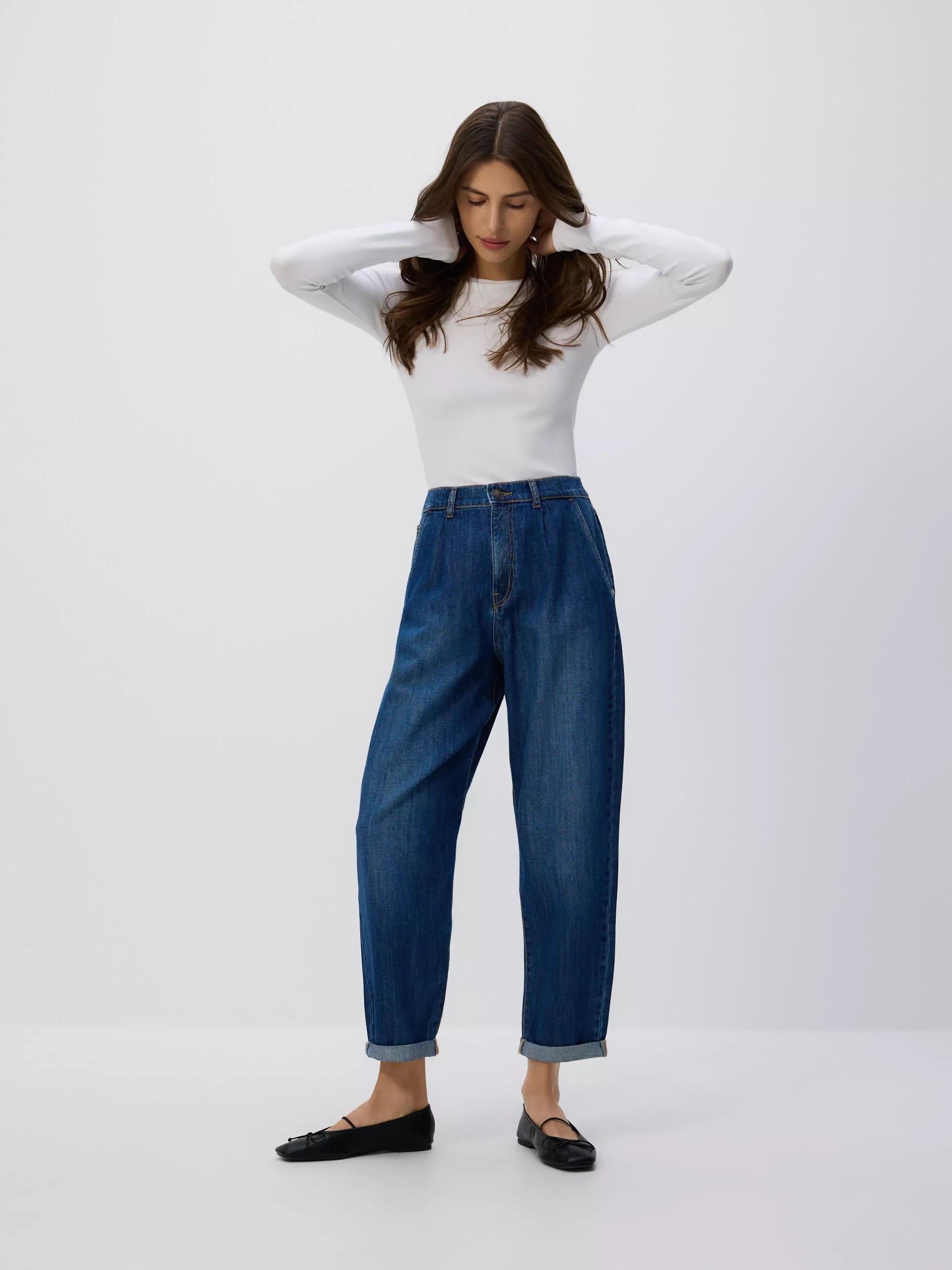 Navy Barrel Leg Jeans, , large image number 0