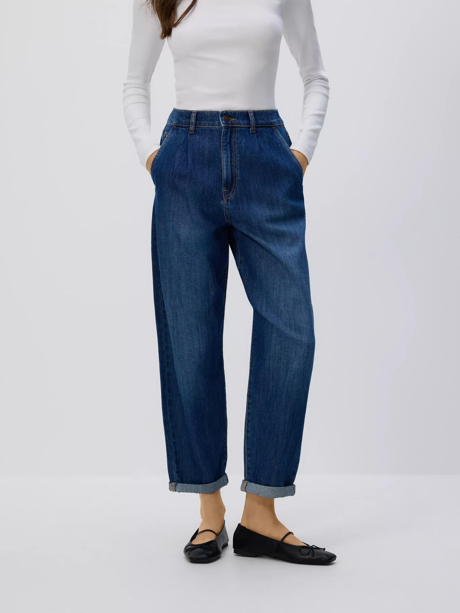Navy Barrel Leg Jeans, , large image number 2