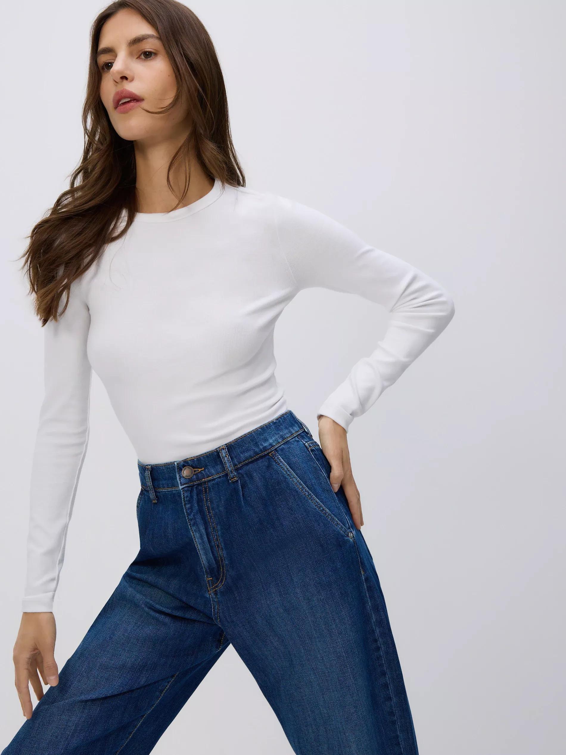 Navy Barrel Leg Jeans, , large image number 4