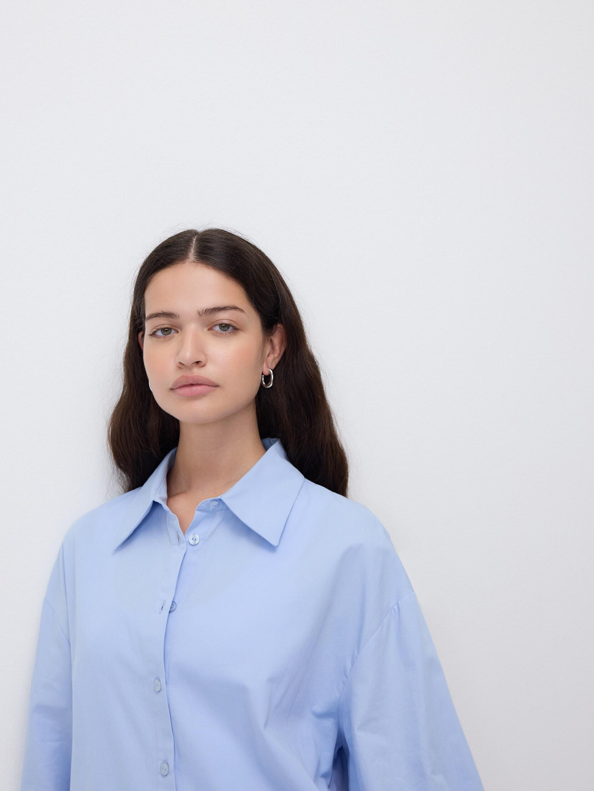 Blue Shirt With Decorative Ruffles, Blue, large image number 2
