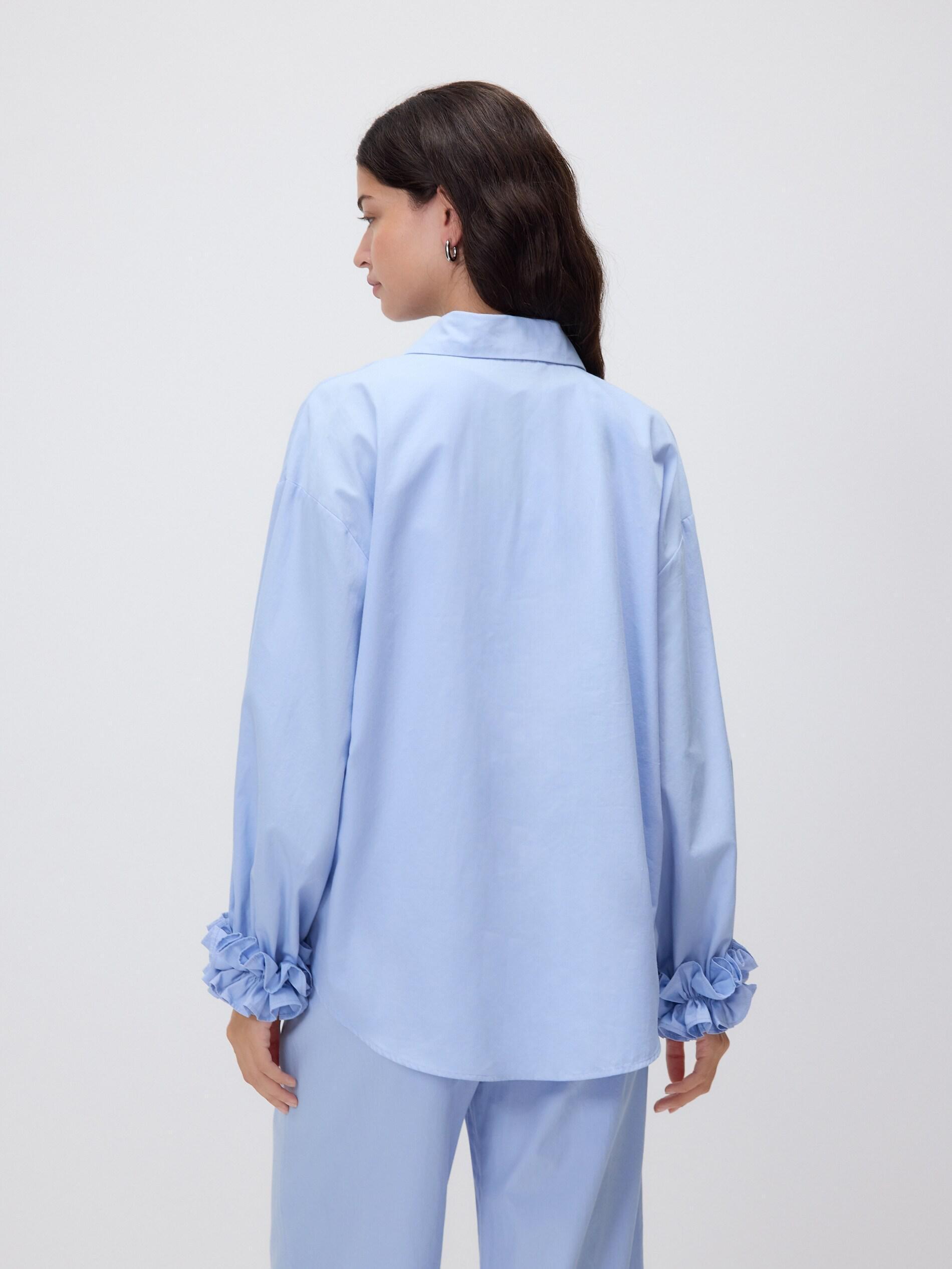 Blue Shirt With Decorative Ruffles, Blue, large image number 3