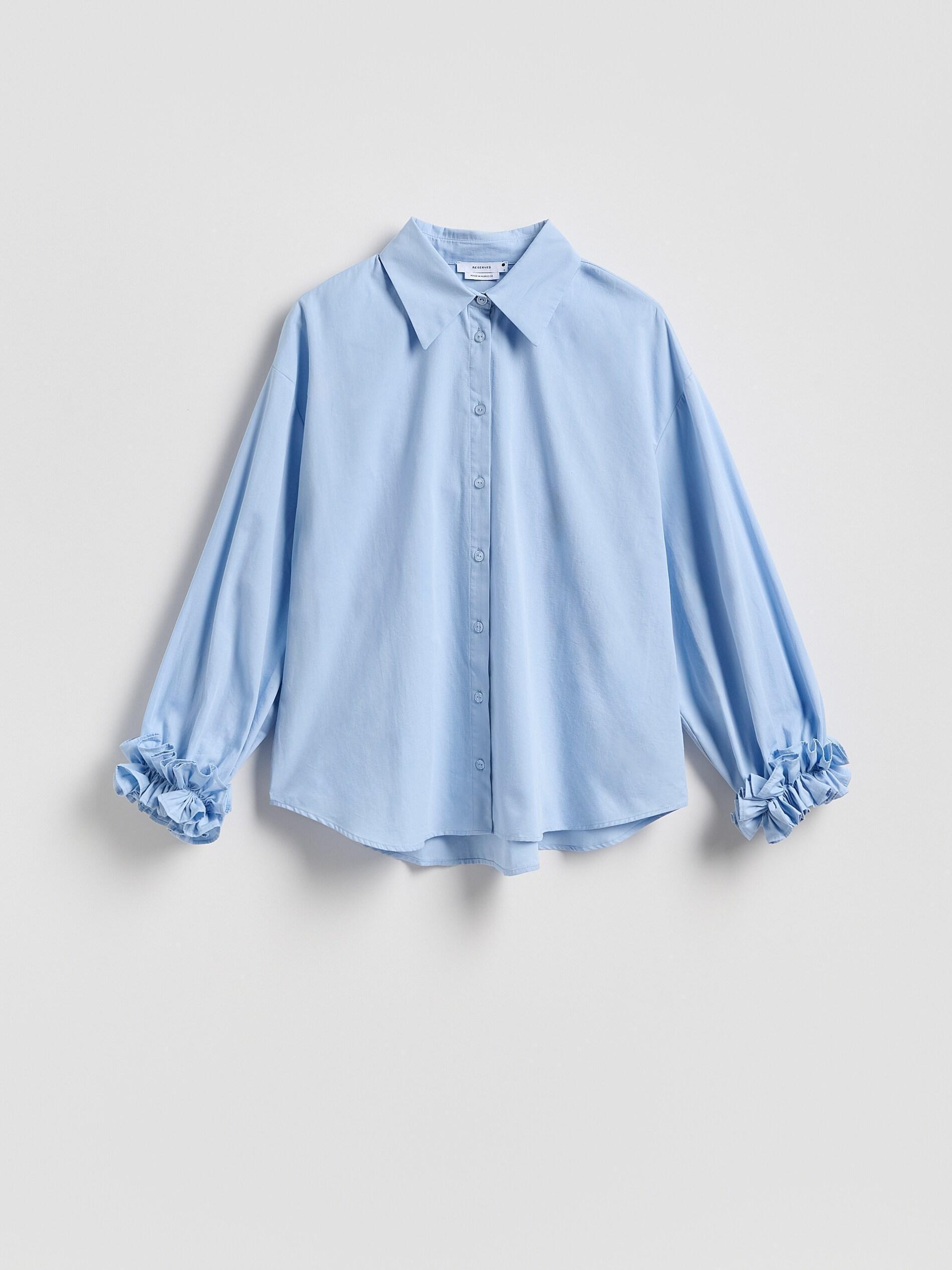Blue Shirt With Decorative Ruffles, Blue, large image number 4