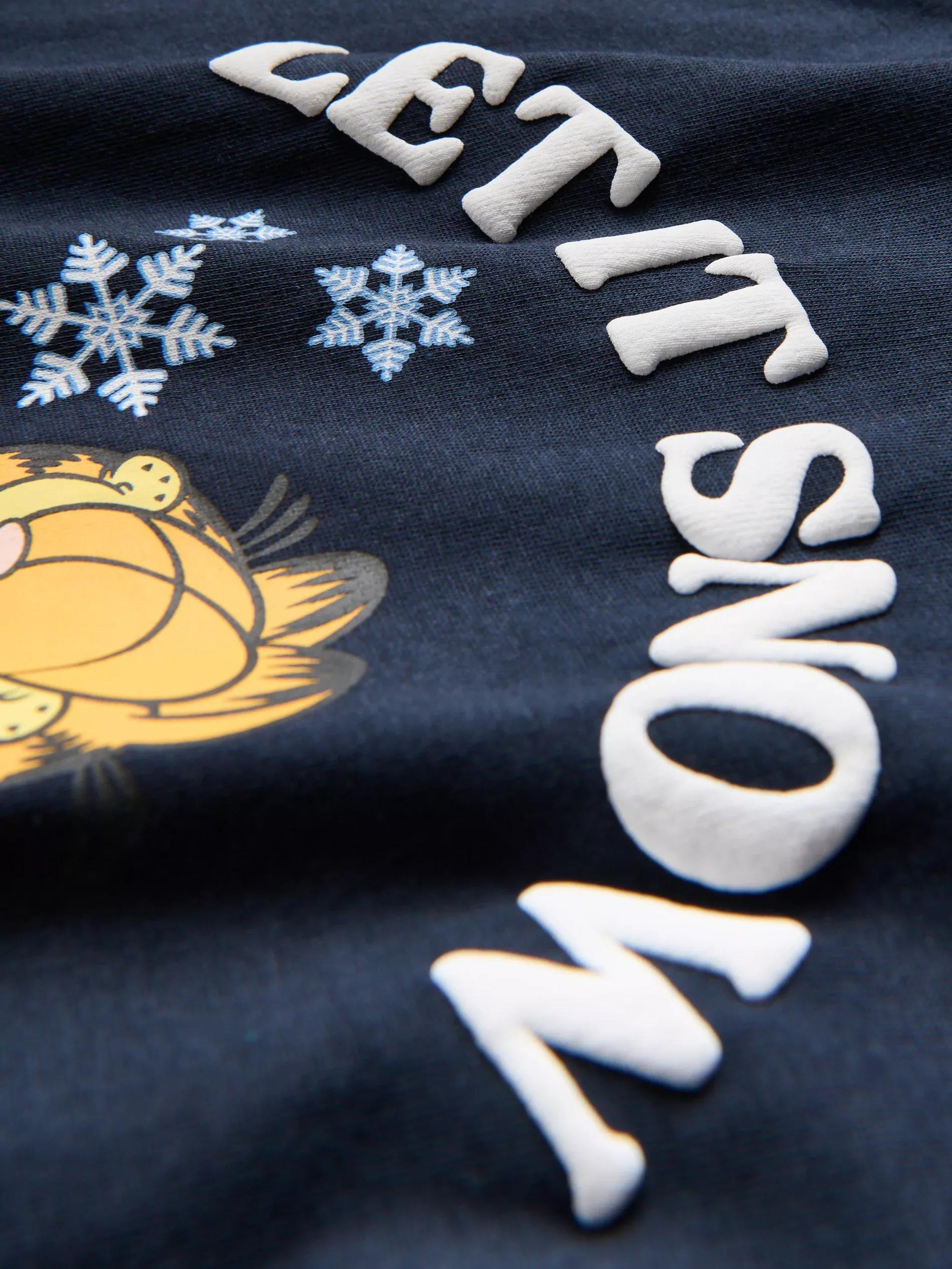 Navy Long Sleeve Garfield Top, Navy, large image number 1