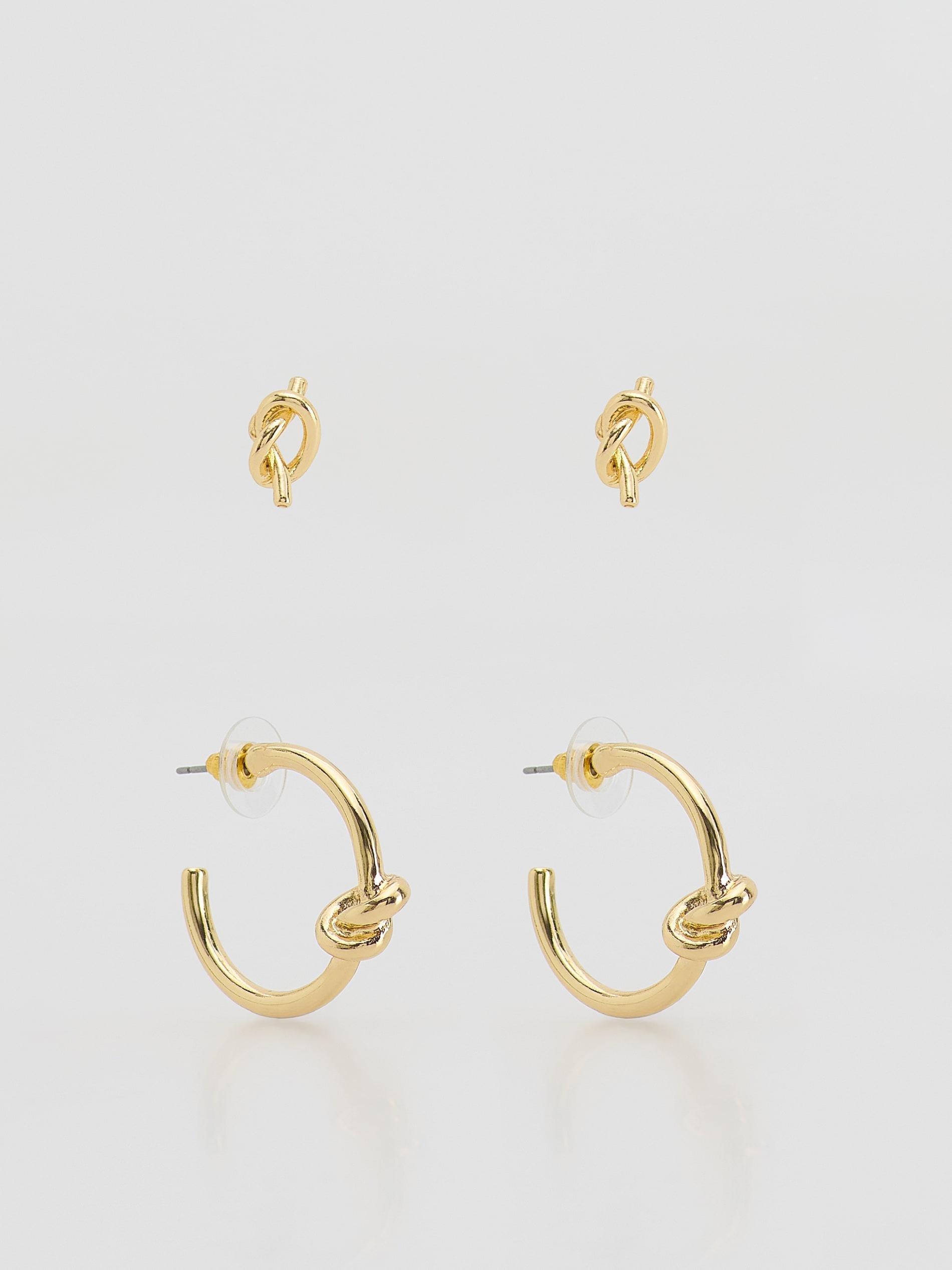 Gold Earrings Set, Golden, large image number 1