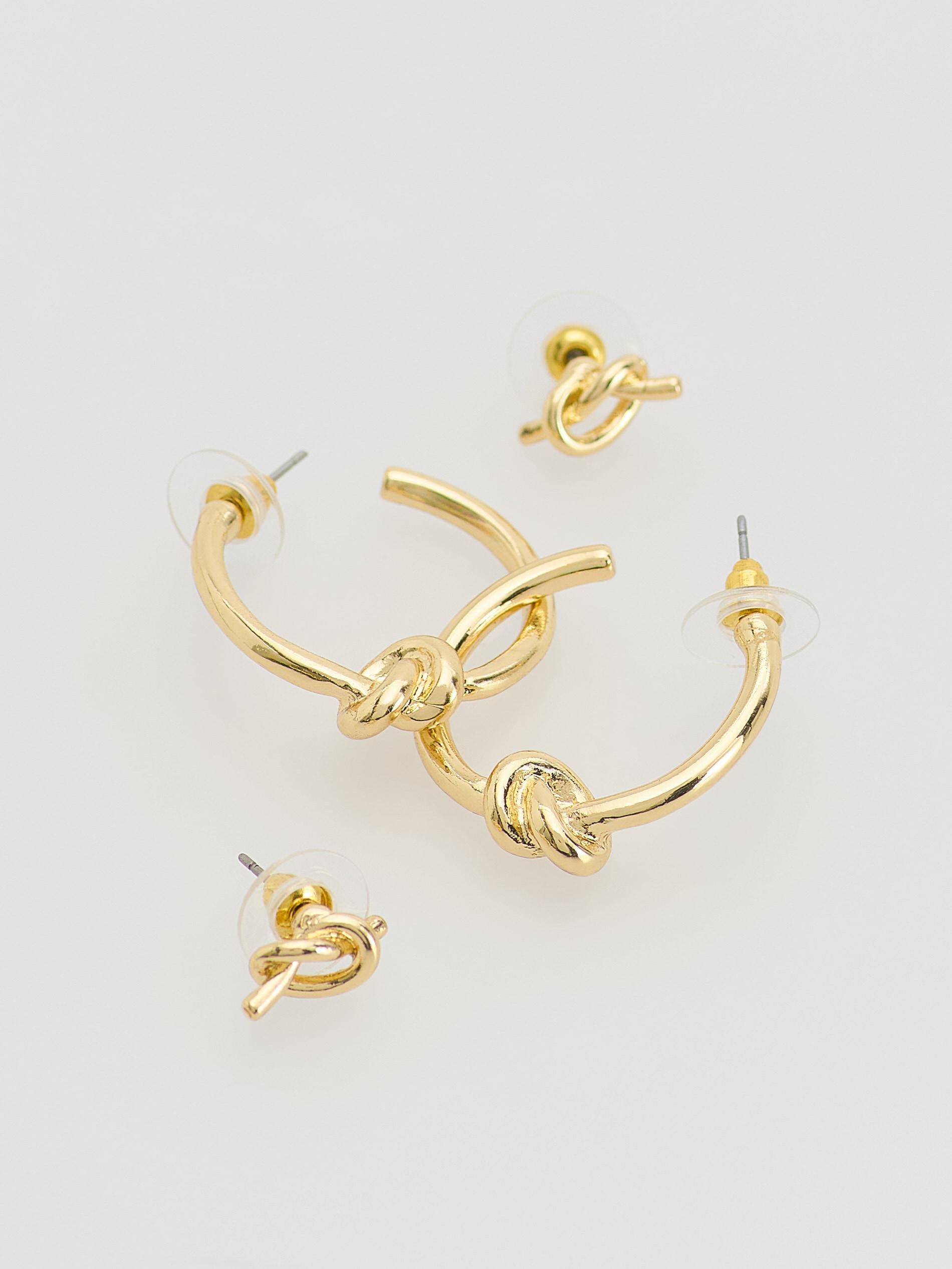 Gold Earrings Set, Golden, large image number 2