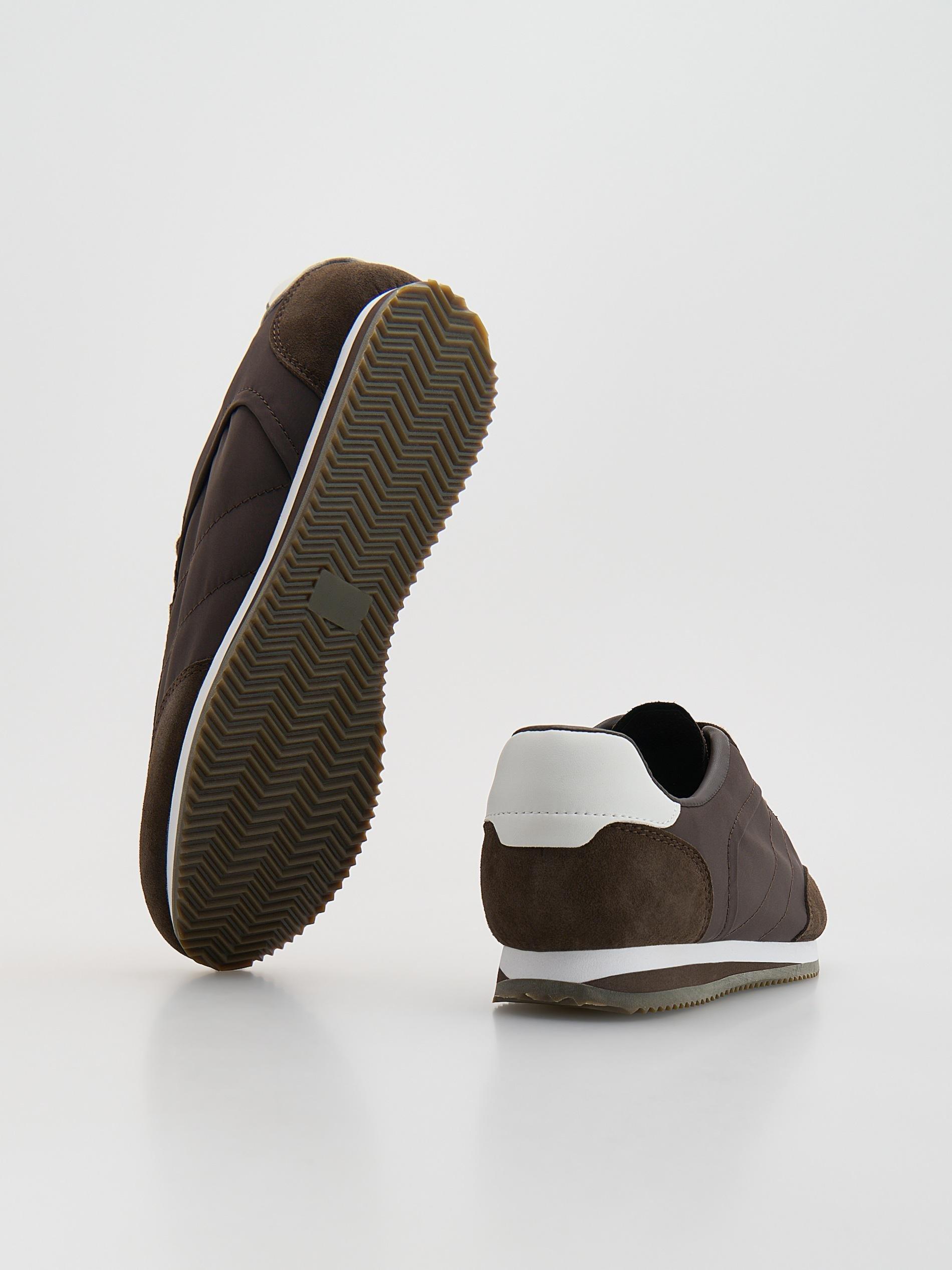 Brown Combined Materials Sneakers, Brown, large image number 2