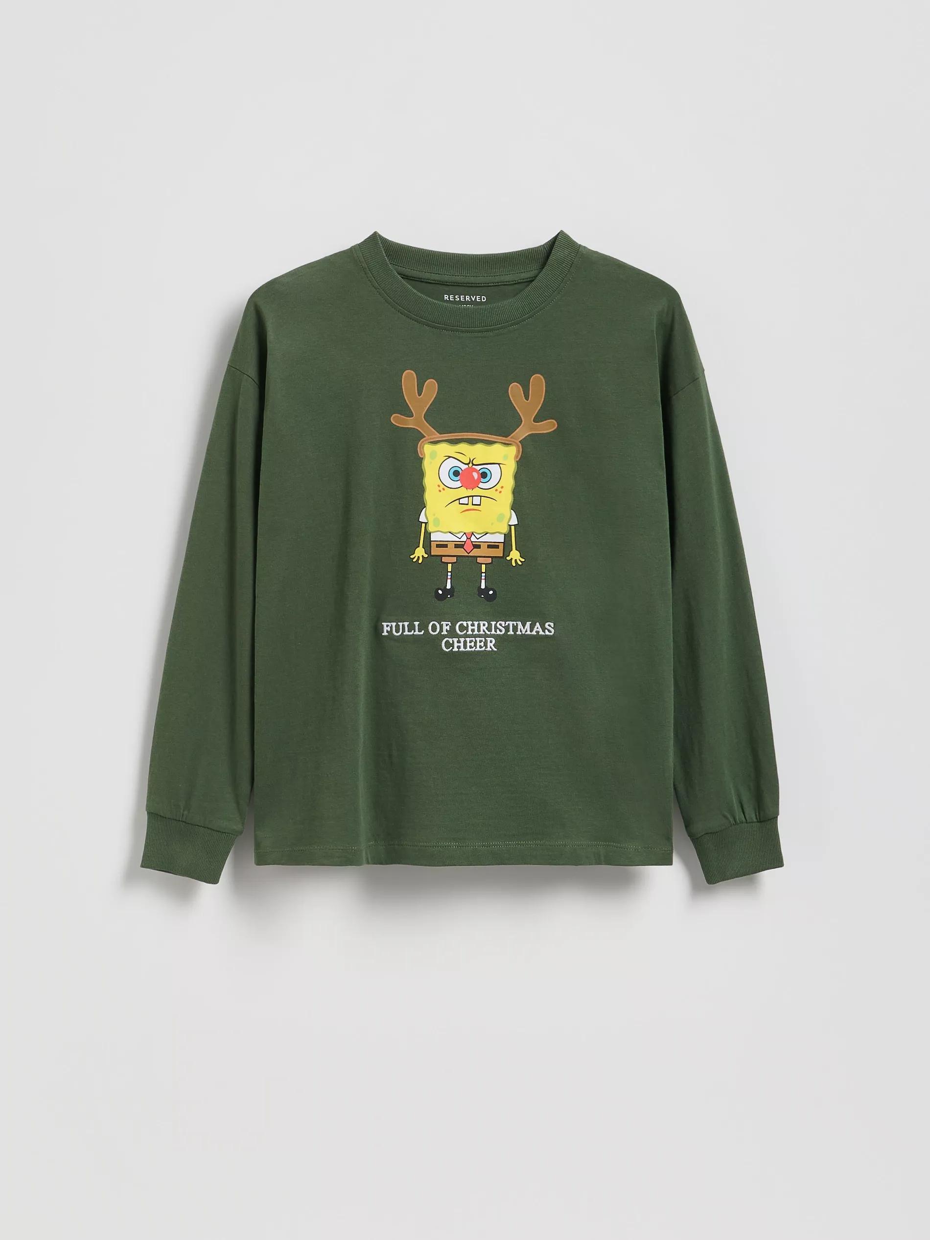Green SpongeBob Long Sleeve T-Shirt, Khaki, large image number 1