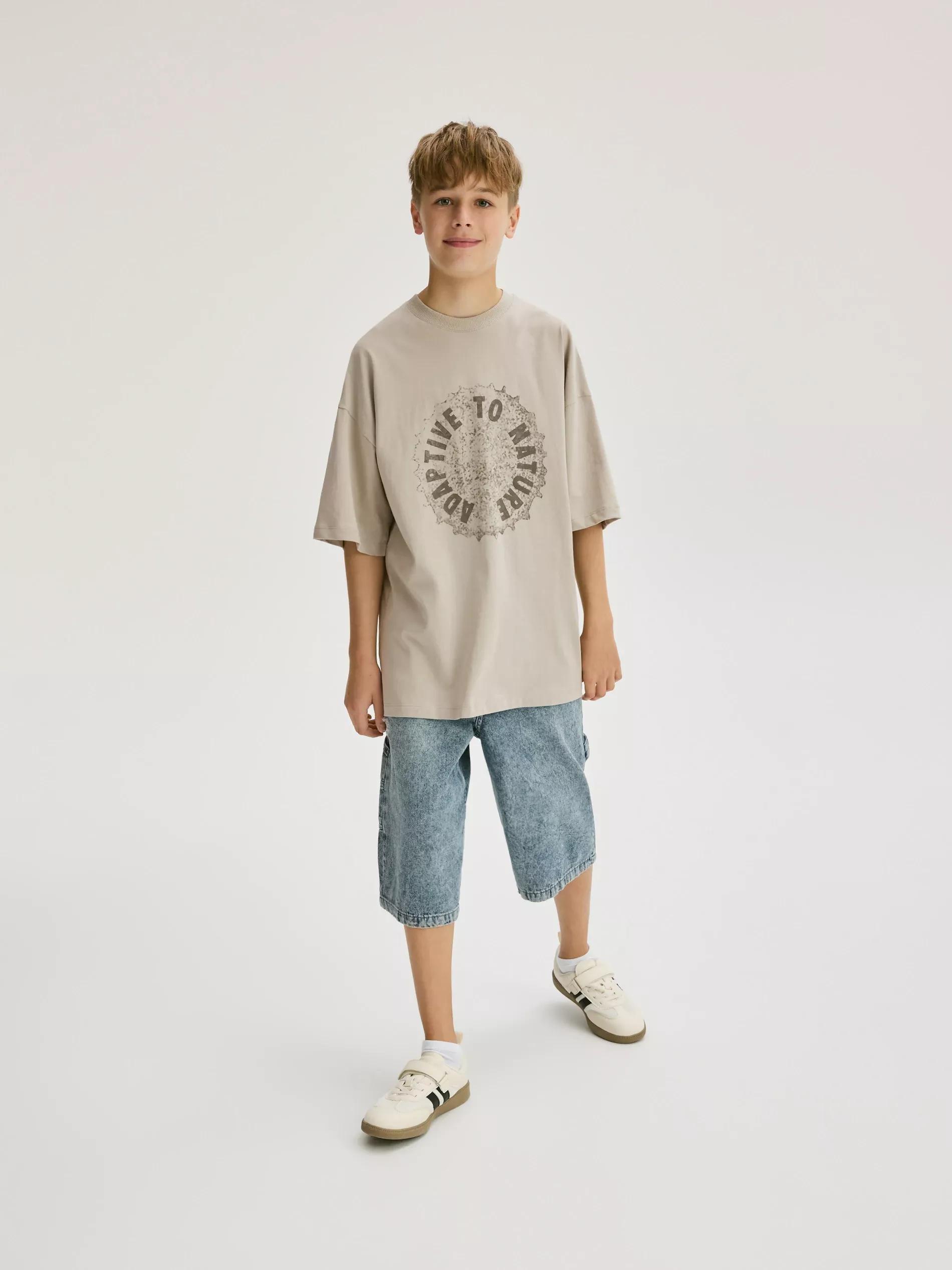 Beige Cotton T-Shirt, Beige, medium