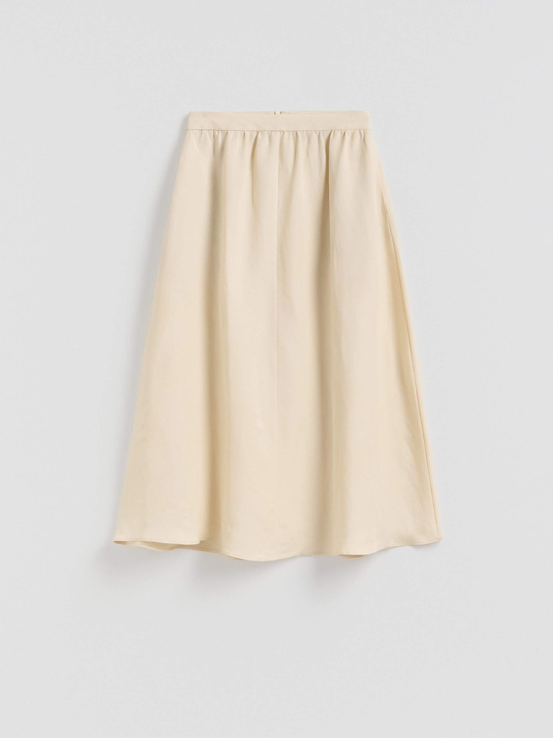 Beige Linen Blend Midi Skirt, Beige, large image number 3