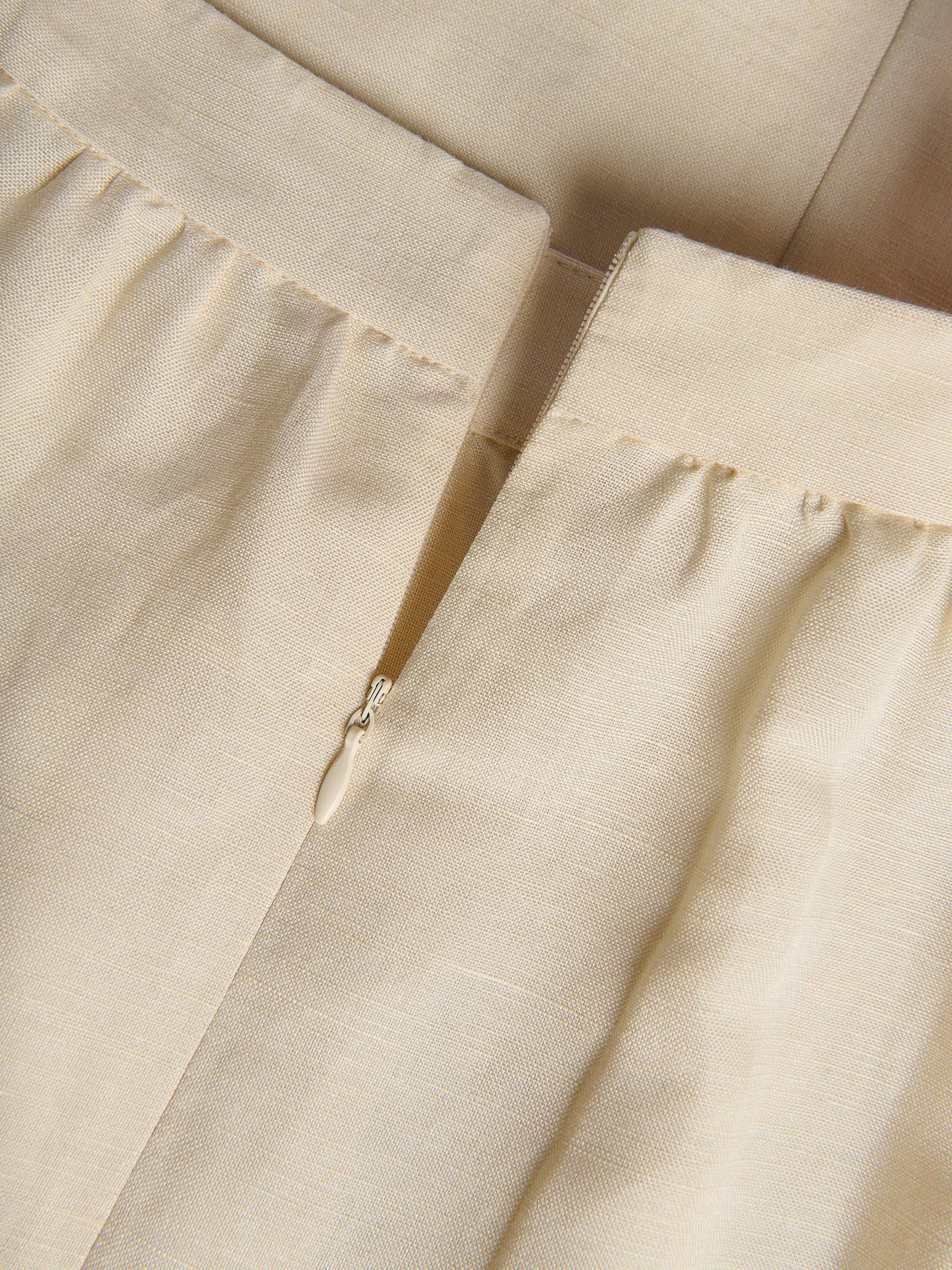 Beige Linen Blend Midi Skirt, Beige, large image number 4