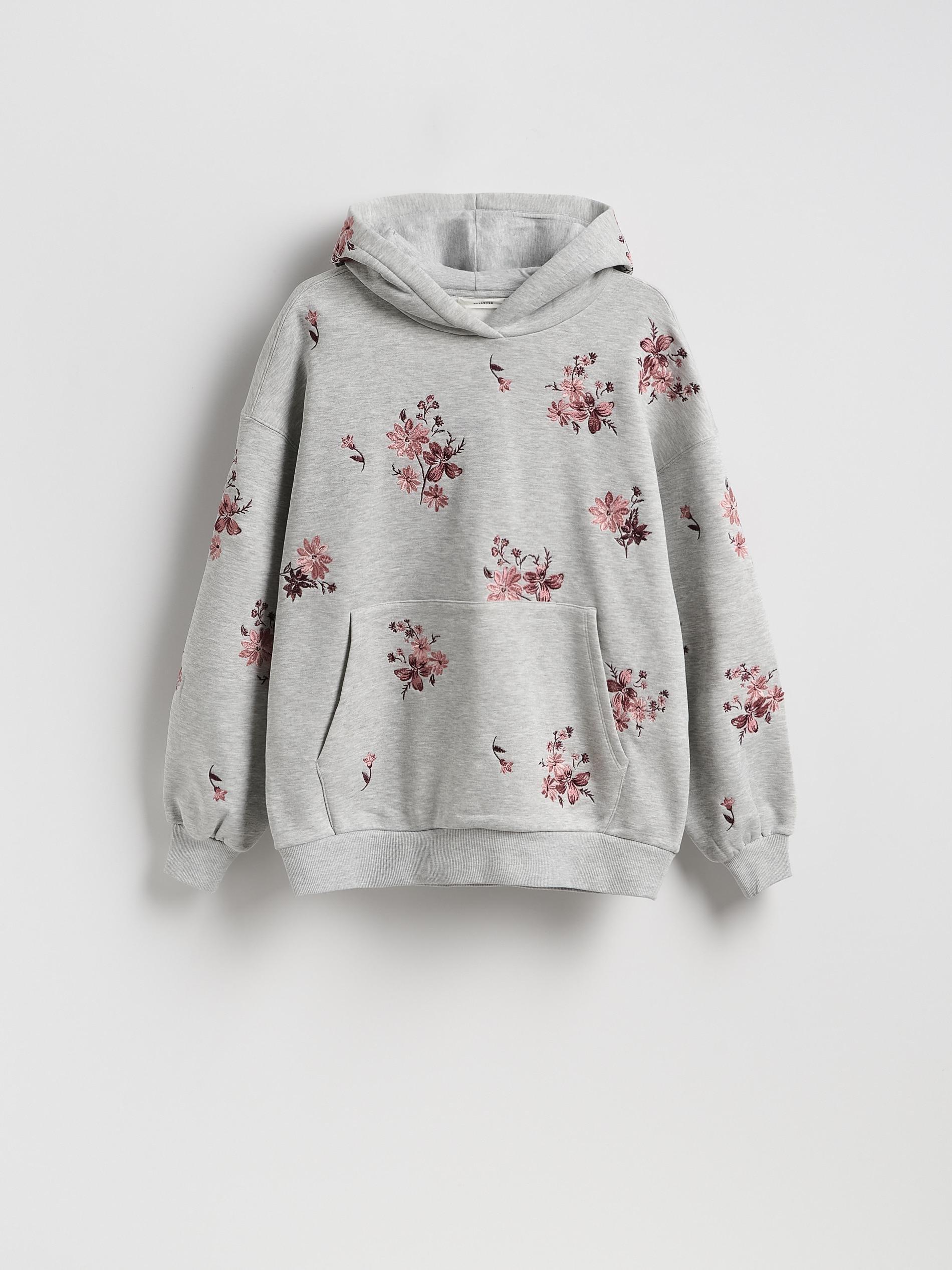 Grey Embroidered Sleeve Sweatshirt, Light grey, large image number 3