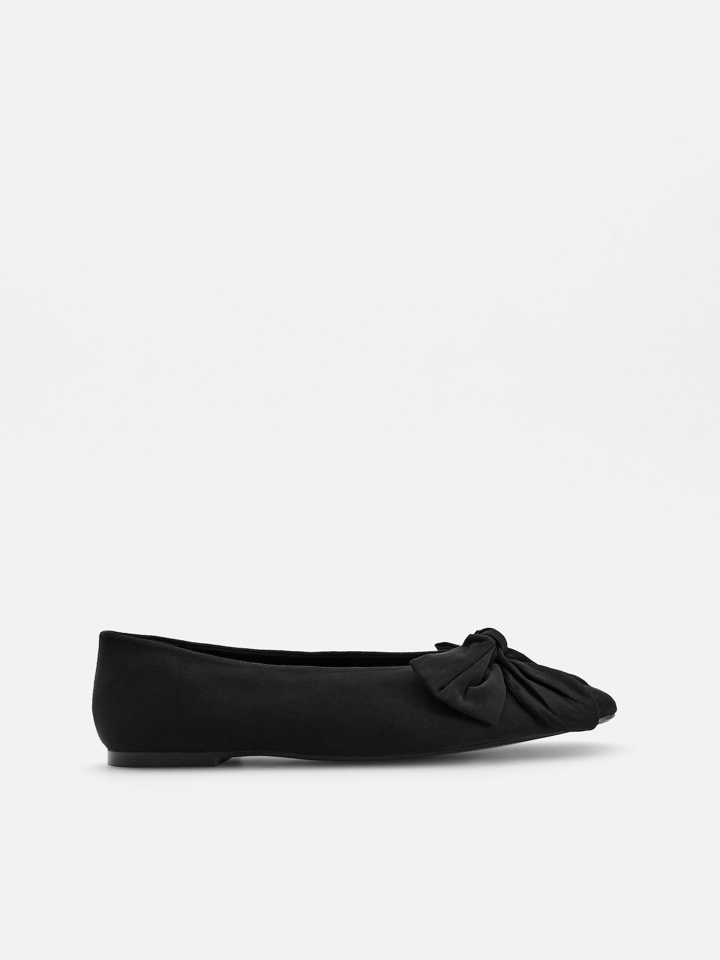 Black Ballerinas With Bow Detail, Black, large image number 1