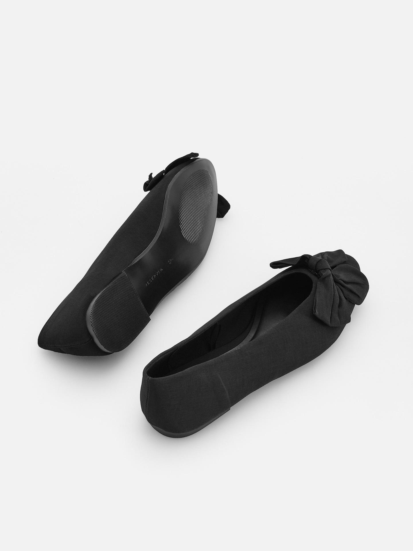 Black Ballerinas With Bow Detail, Black, medium