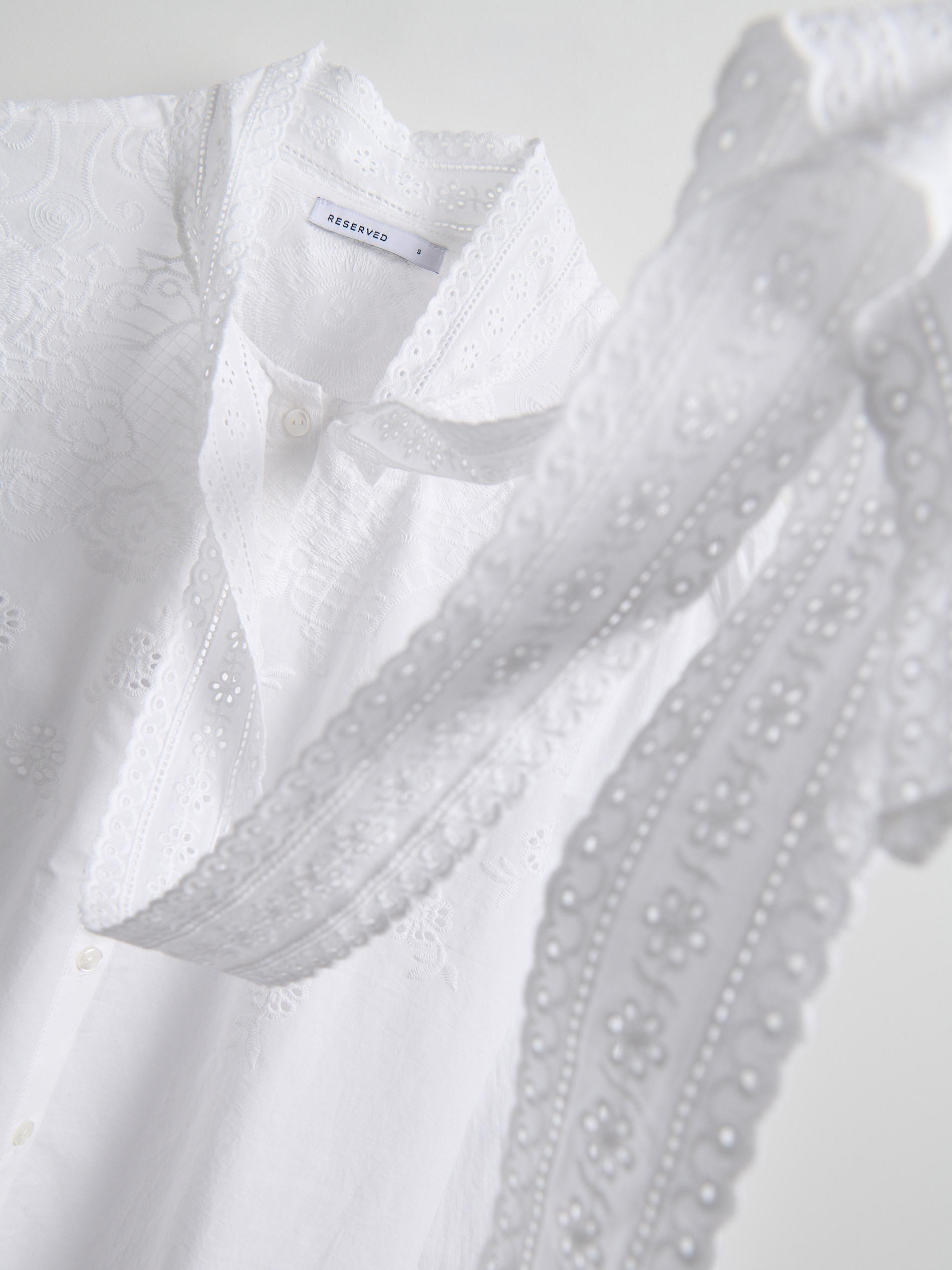 White Cotton Blouse With Tie Detail, White, large image number 7