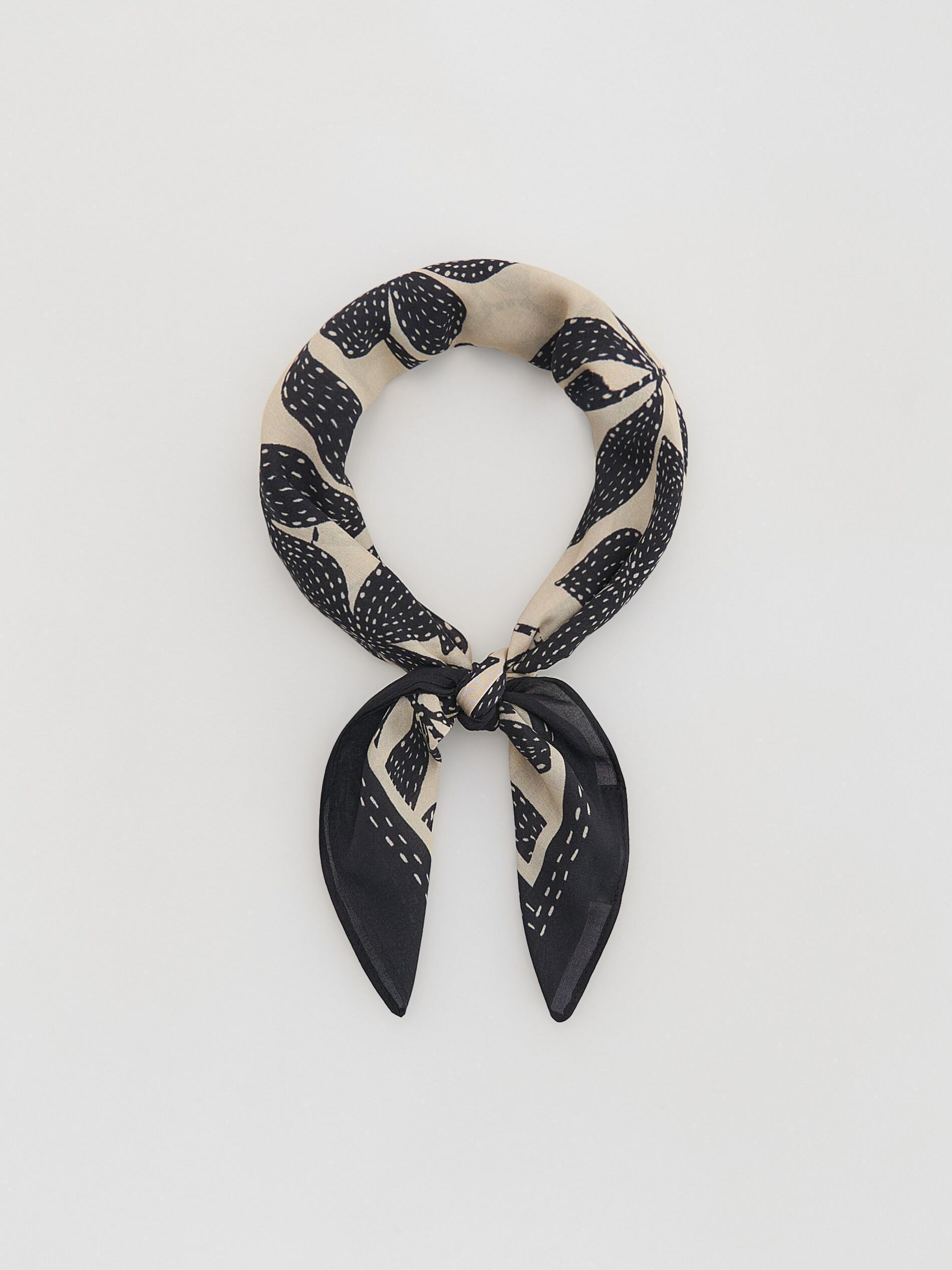 Black Patterned Neckerchief, Black, medium