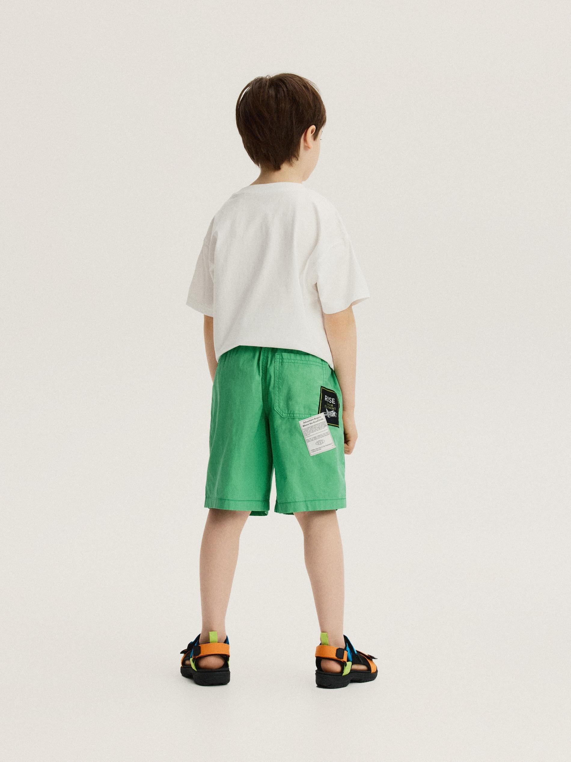 Green Cotton Shorts, Green, large image number 3
