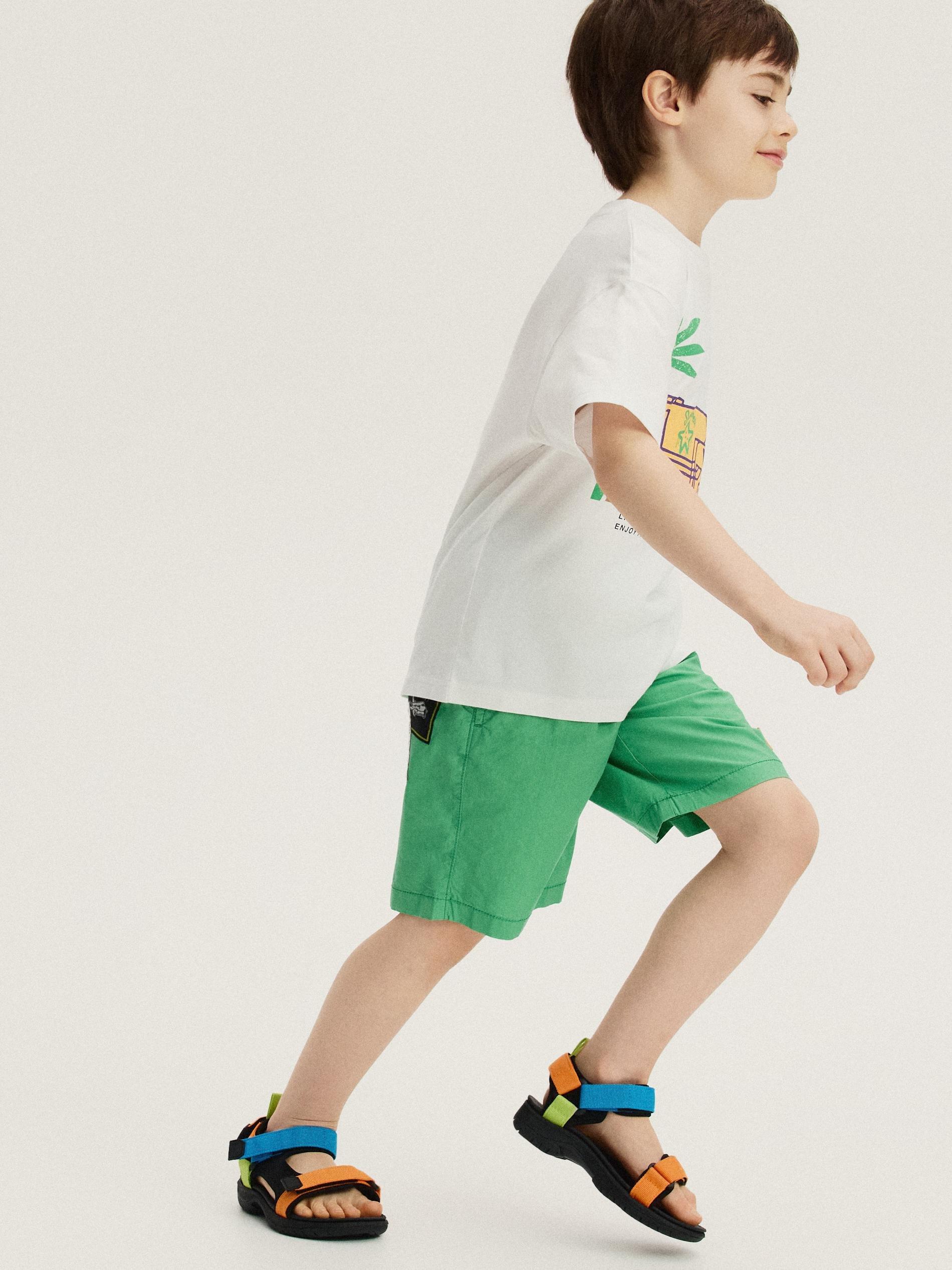 Green Cotton Shorts, Green, large image number 4