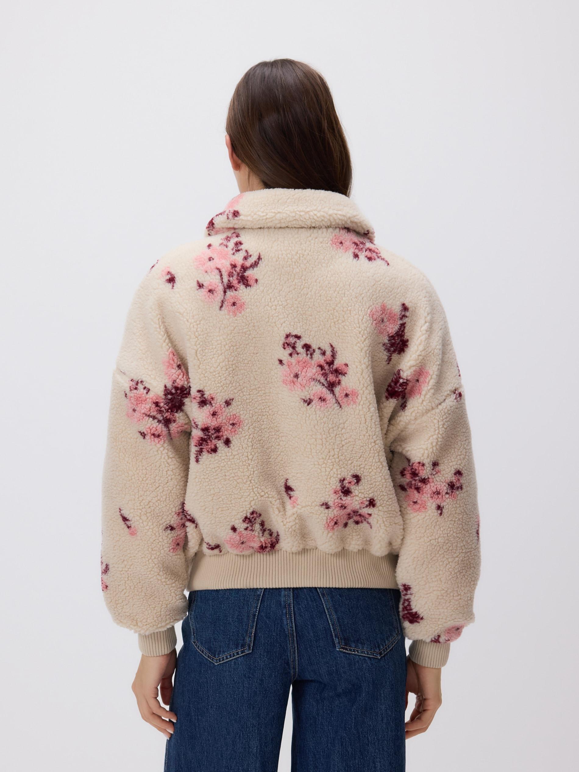 Beige Soft Sweatshirt With Collar, Ivory, large image number 3