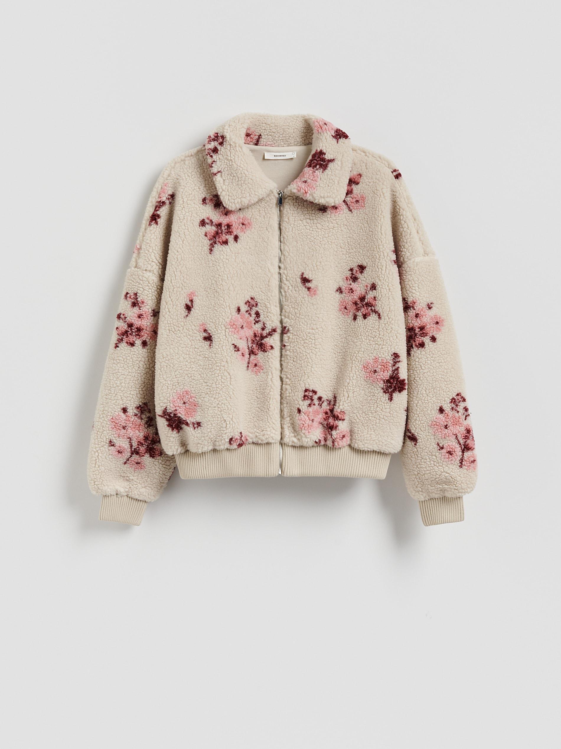 Beige Soft Sweatshirt With Collar, Ivory, large image number 4