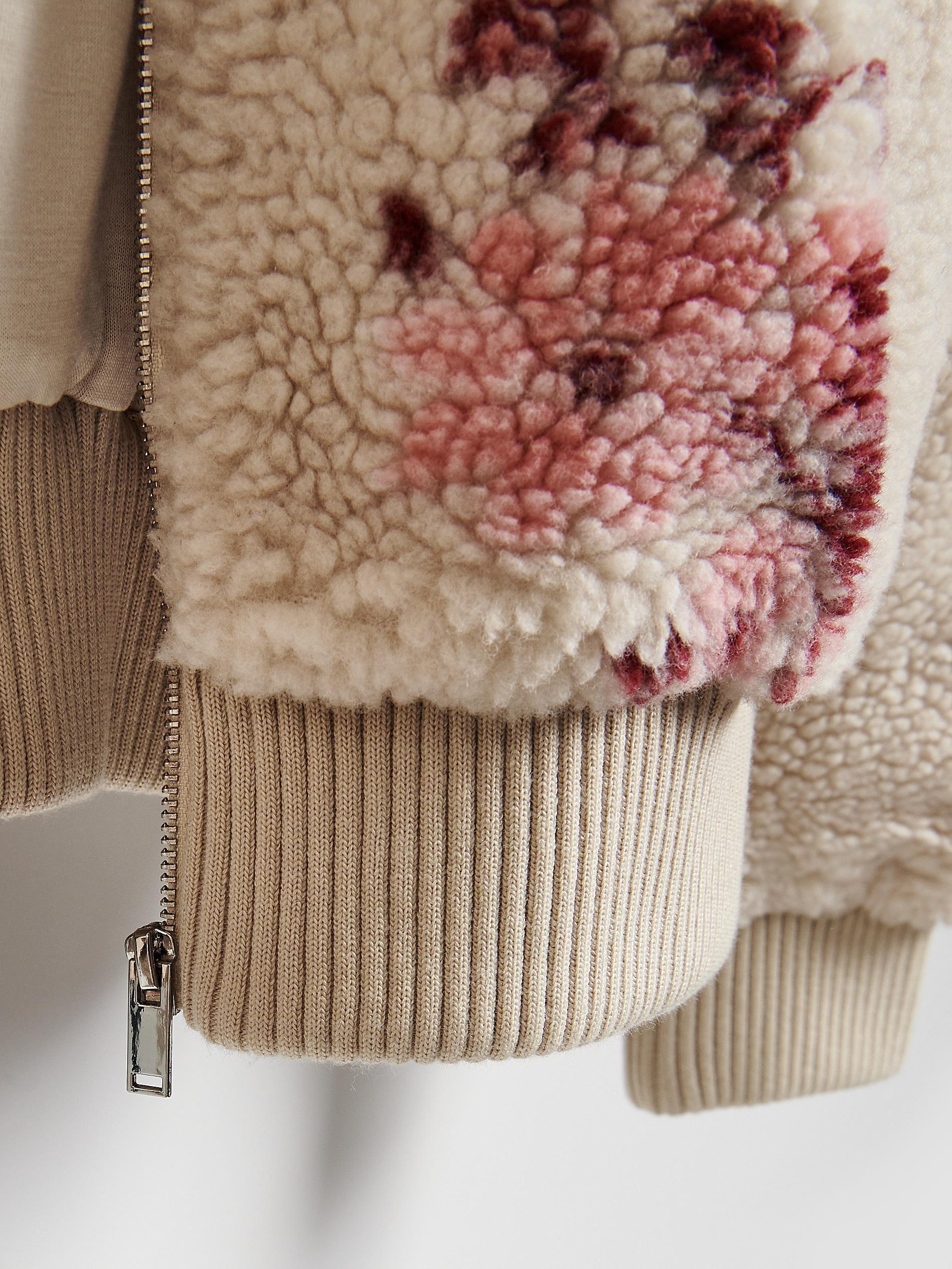 Beige Soft Sweatshirt With Collar, Ivory, large image number 5