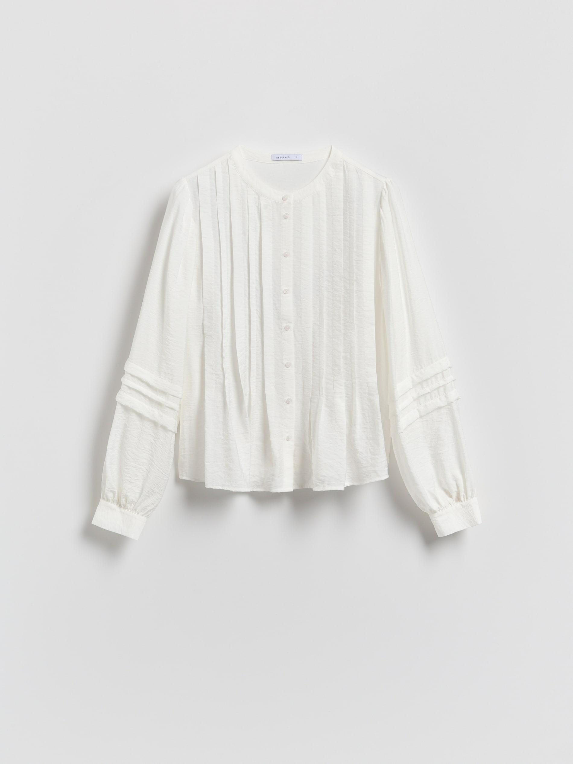 Cream Basic Round Neck Shirt, Ivory, large image number 4