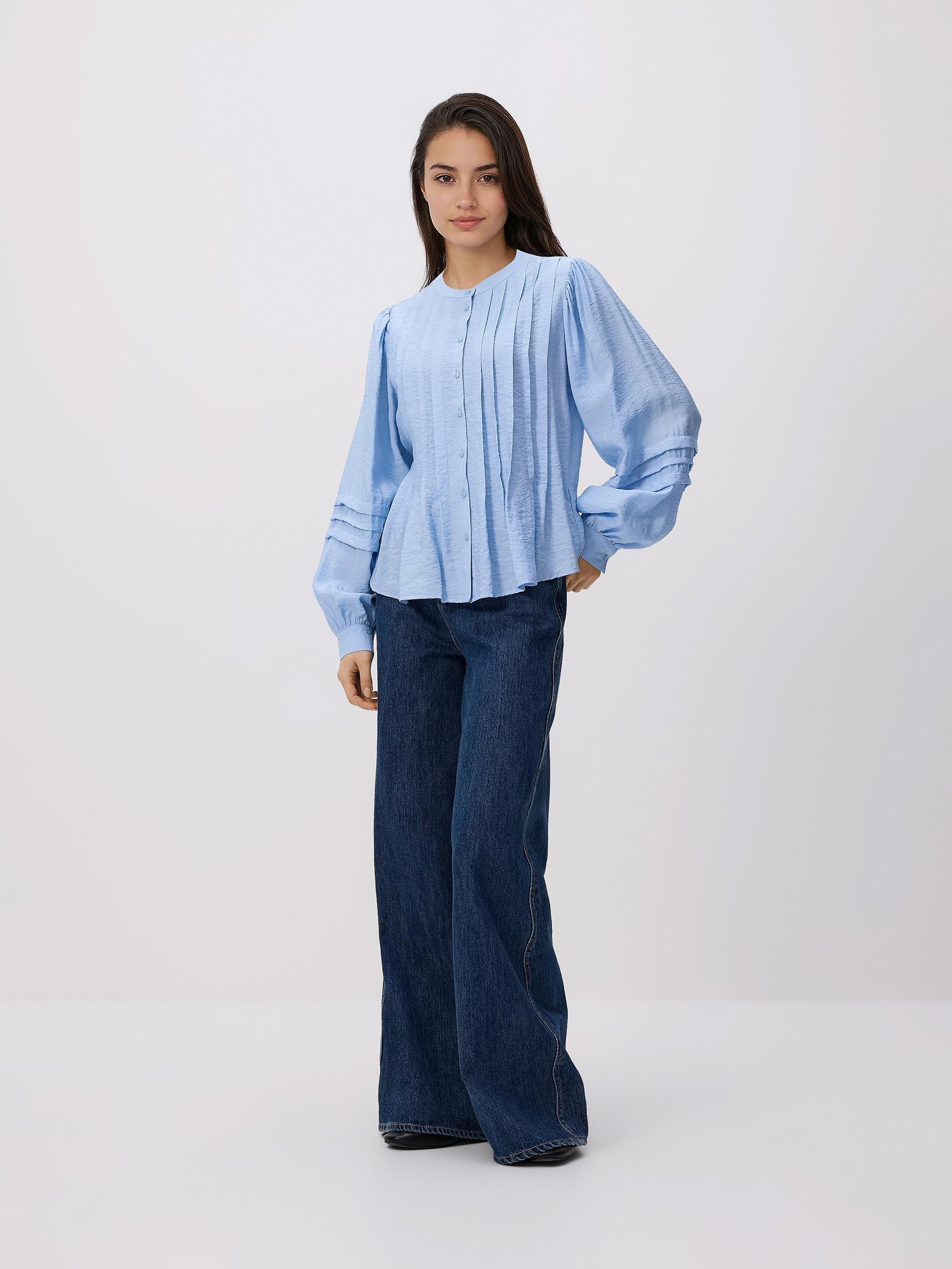 Blue Basic Round Neck Shirt, Blue, large image number 0