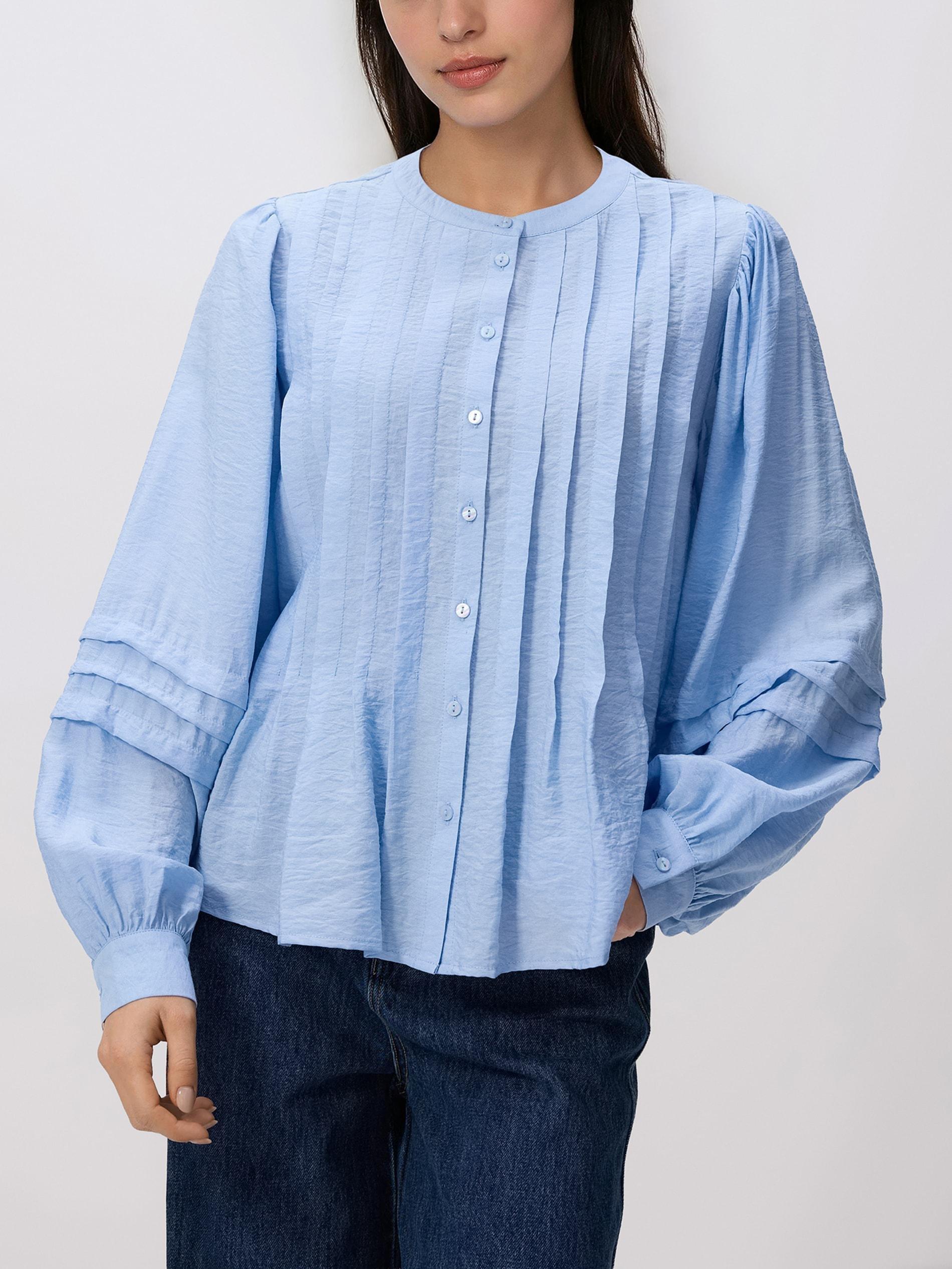 Blue Basic Round Neck Shirt, Blue, large image number 1