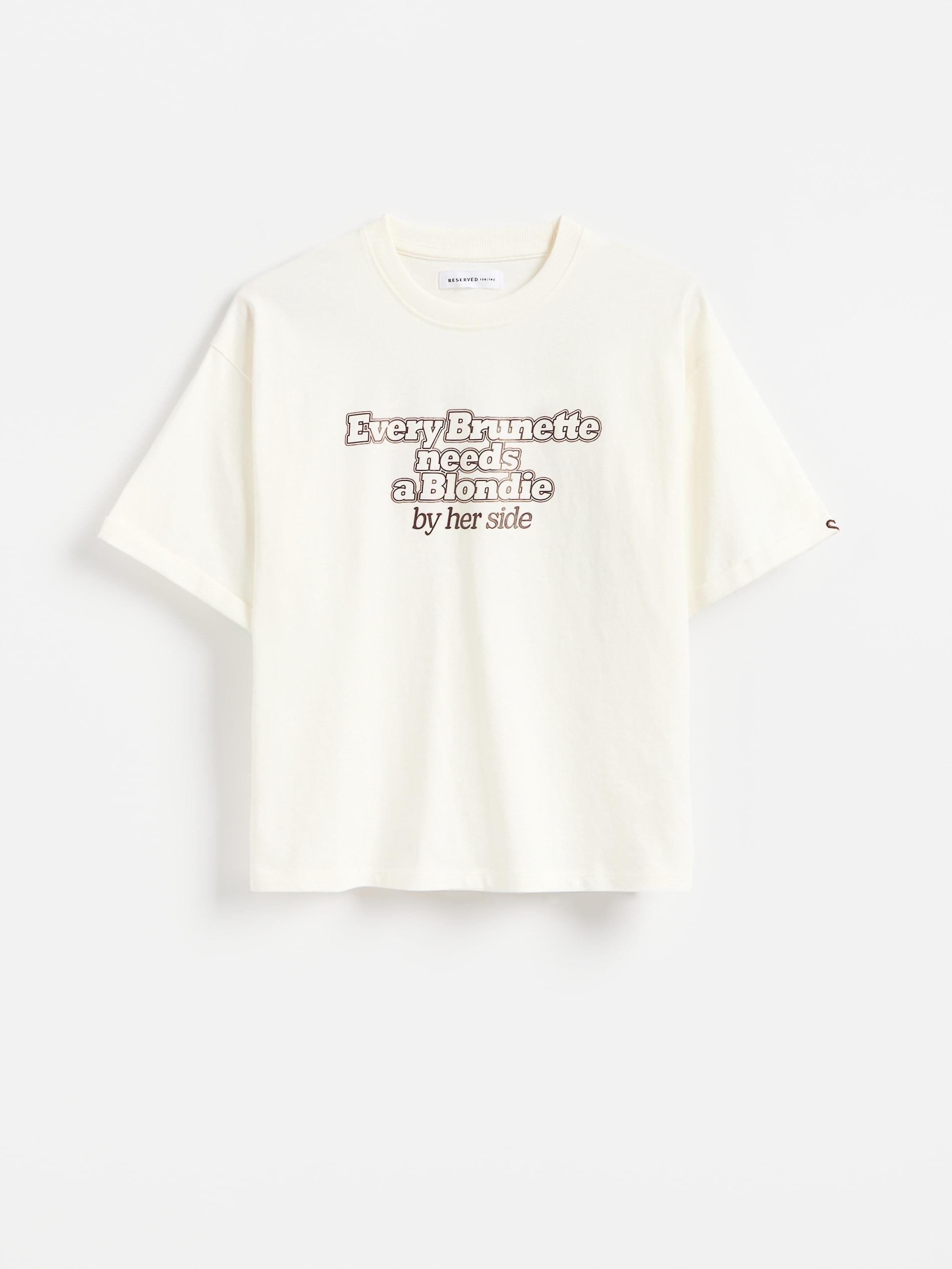 Cream T-Shirt With Print, Ivory, medium