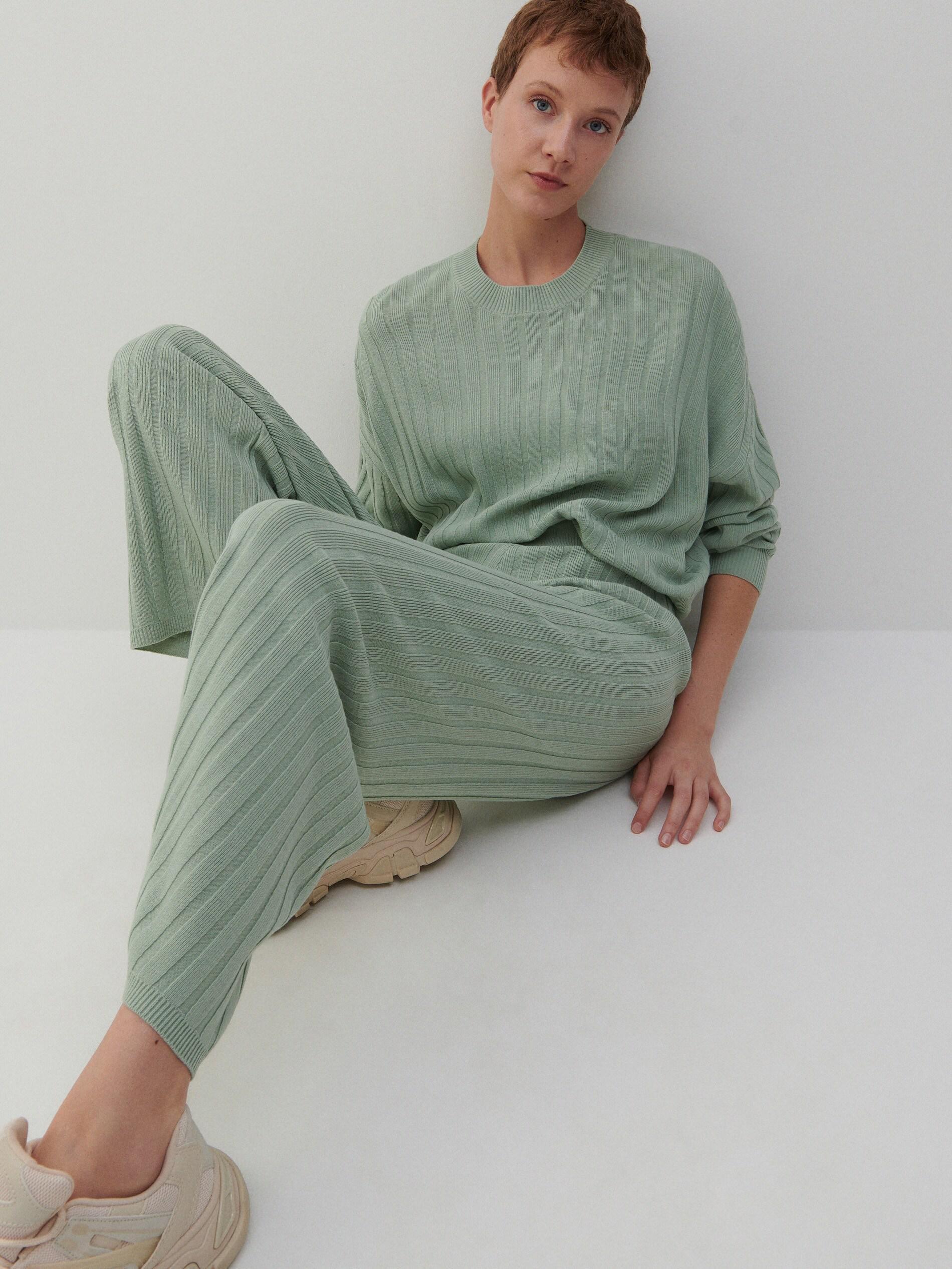 Light Green Knitted Pants, Women, , large image number 1