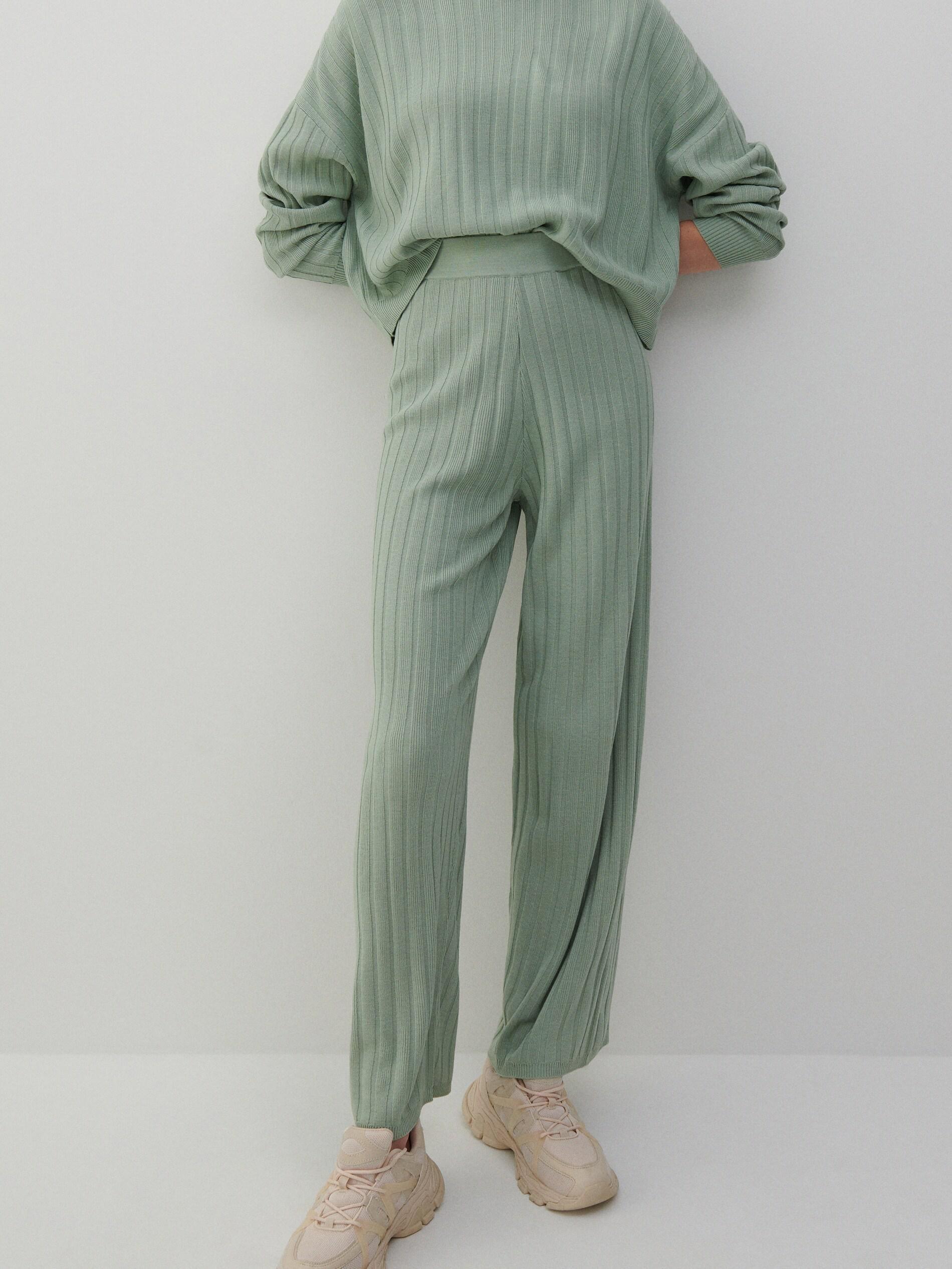 Light Green Knitted Pants, Women, , large image number 2