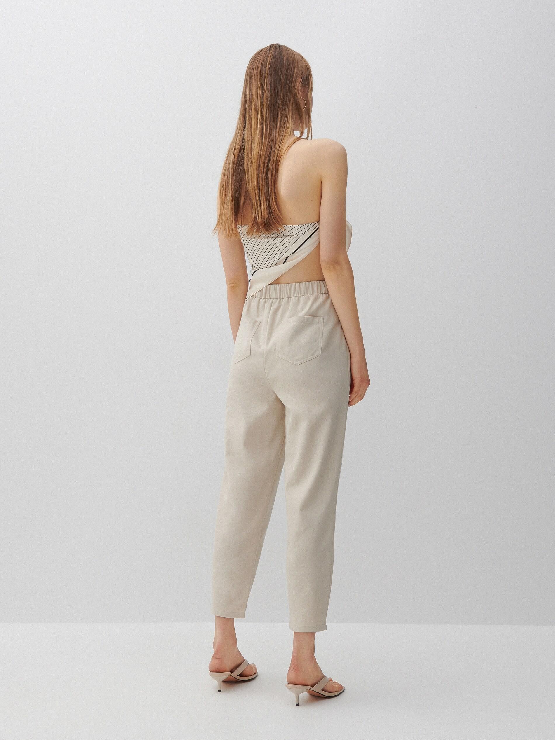 Cream Paperbag Trousers, , large image number 2
